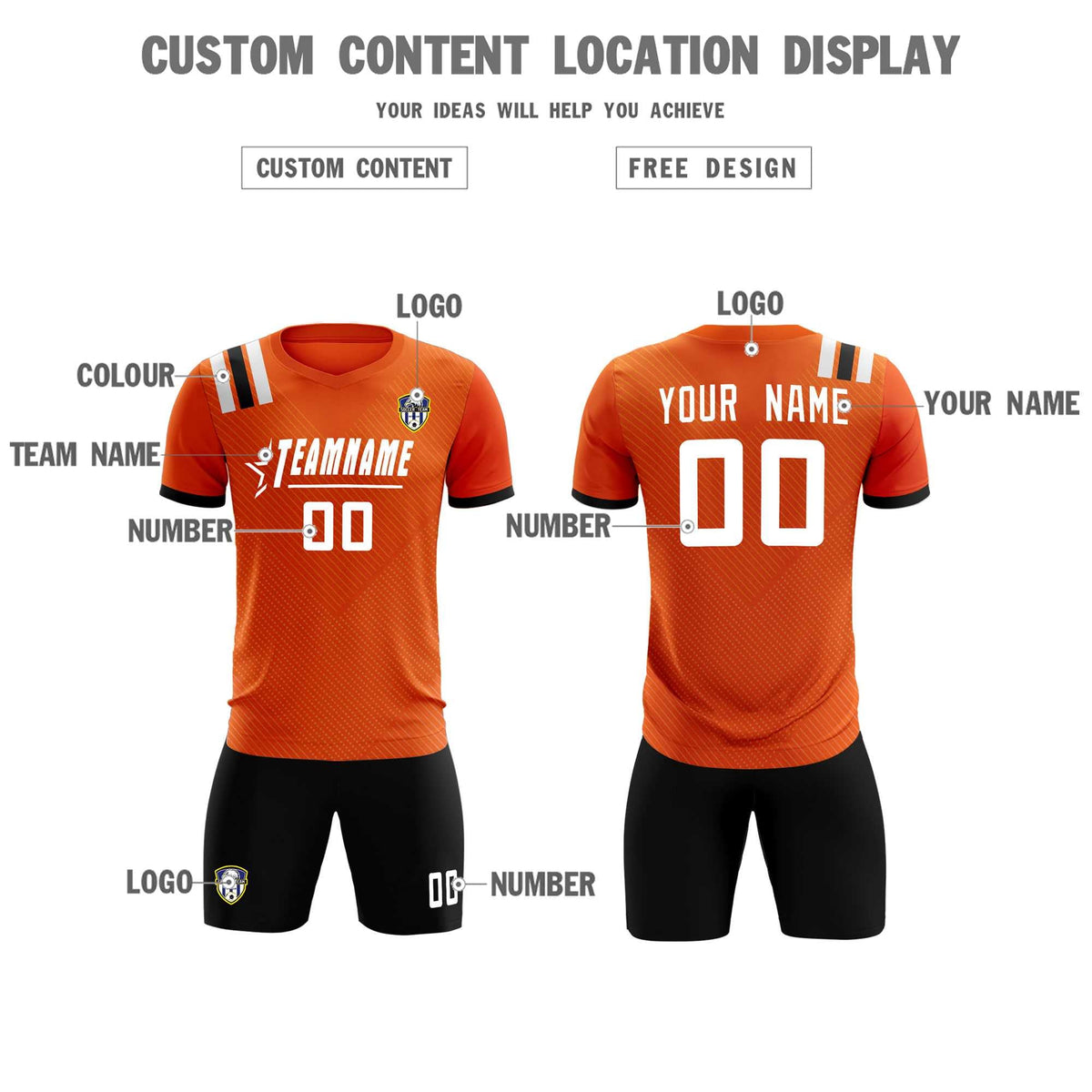 Custom Orange Striped Sportswear Soccer Tops/Sets Jersey For Adults
