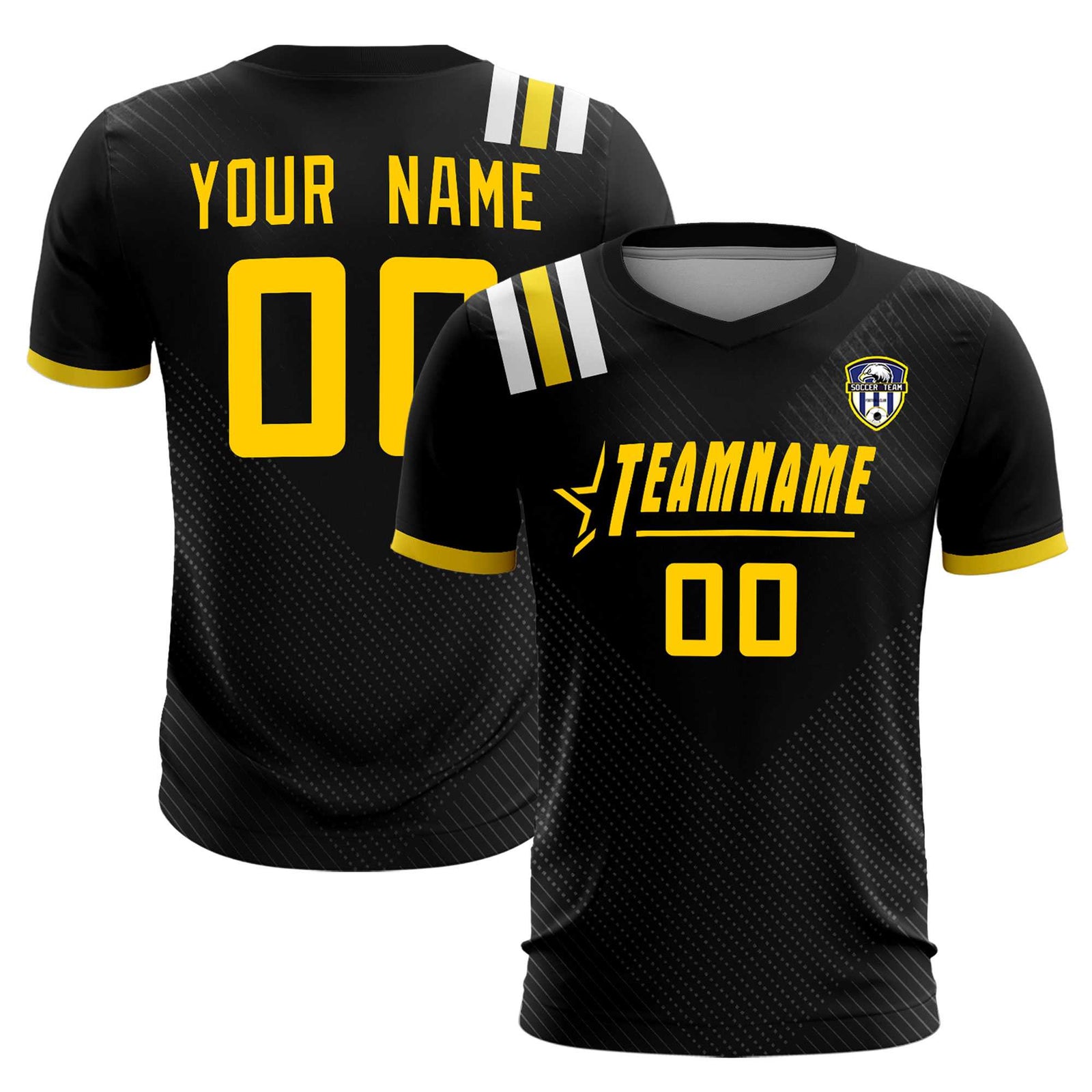 Custom Black Striped Sportswear Soccer Tops/Sets Jersey For Adults