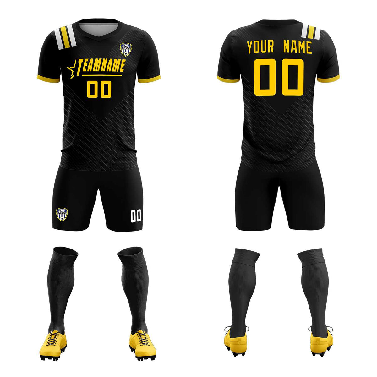 Custom Black Striped Sportswear Soccer Tops/Sets Jersey For Adults