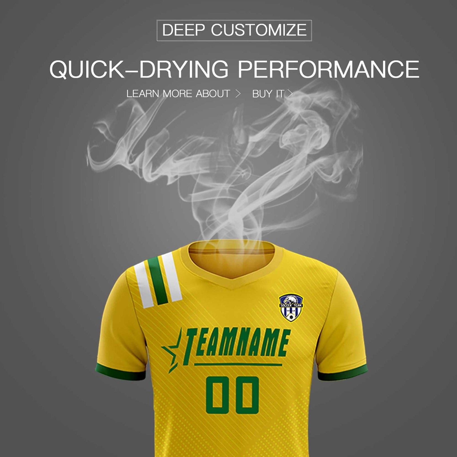 Custom Gold Striped Sportswear Soccer Tops/Sets Jersey For Adults