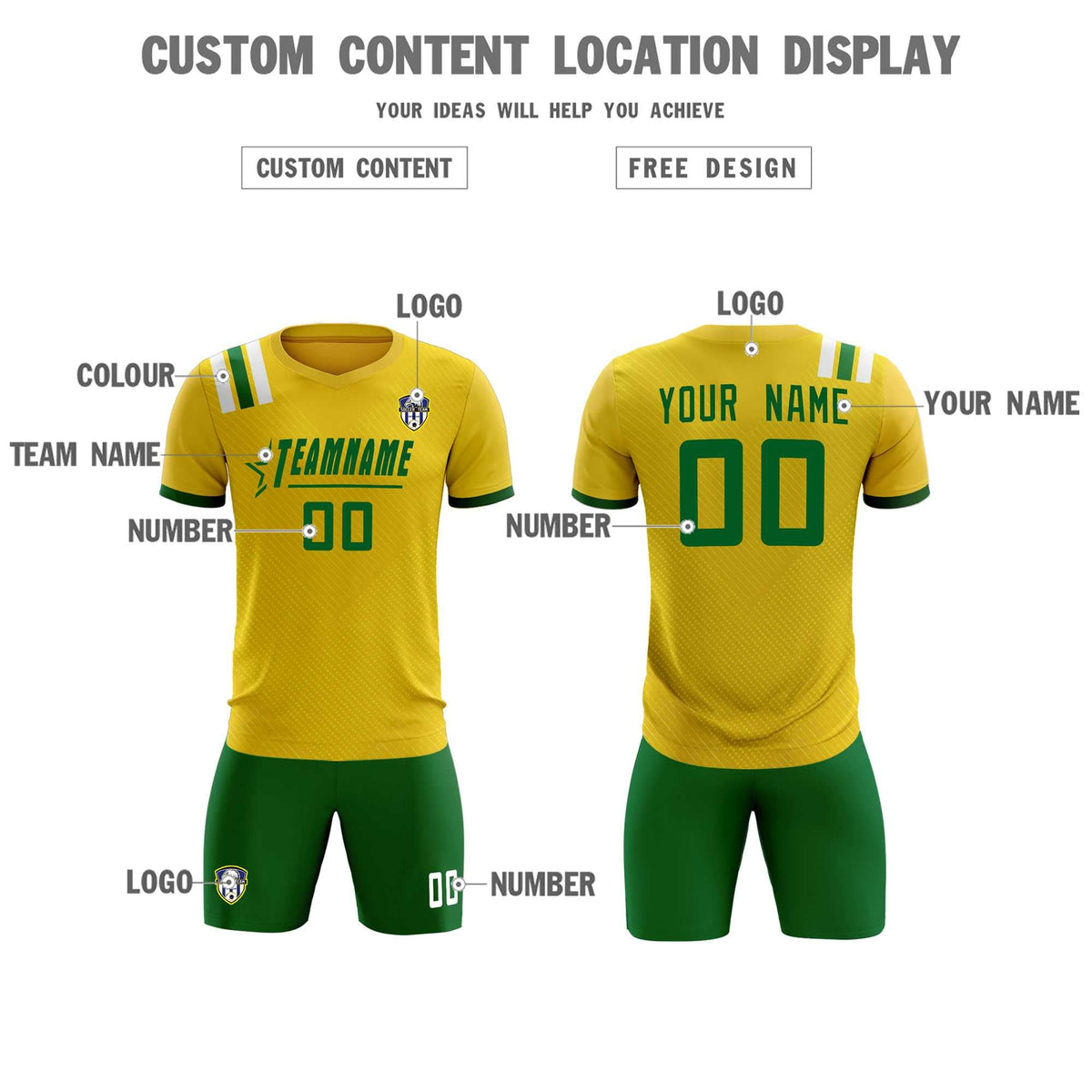 Custom Gold Striped Sportswear Soccer Tops/Sets Jersey For Adults