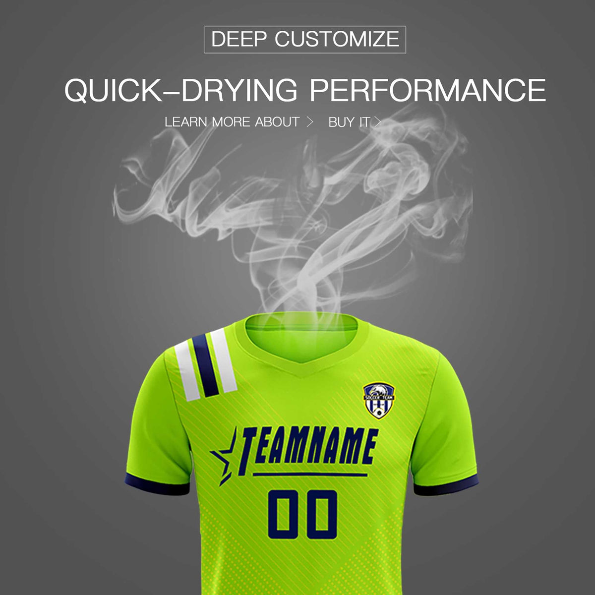 Custom Neon Green Striped Sportswear Soccer Tops/Sets Jersey For Adults
