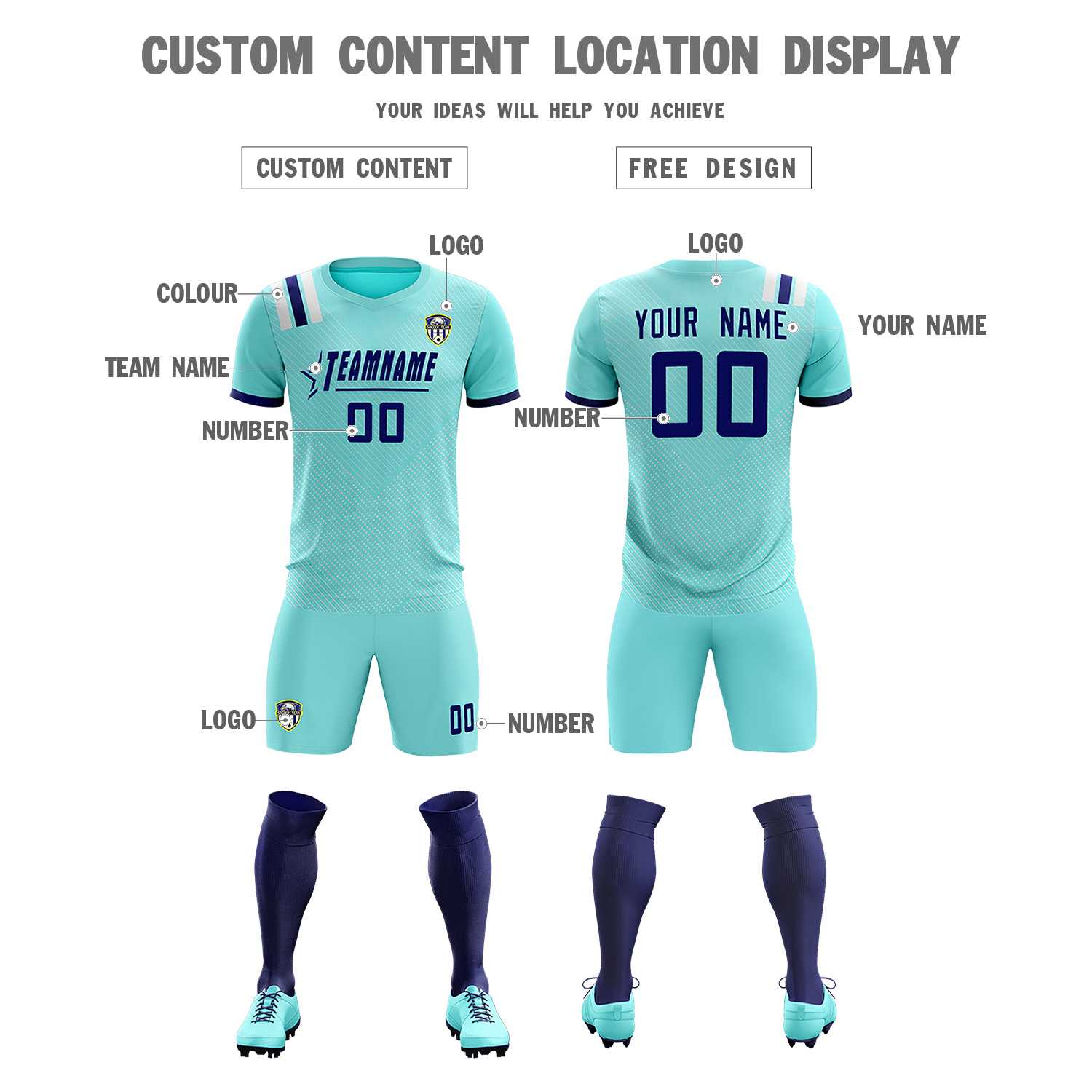 Custom Sky Blue Striped Sportswear Soccer Tops/Sets Jersey For Adults