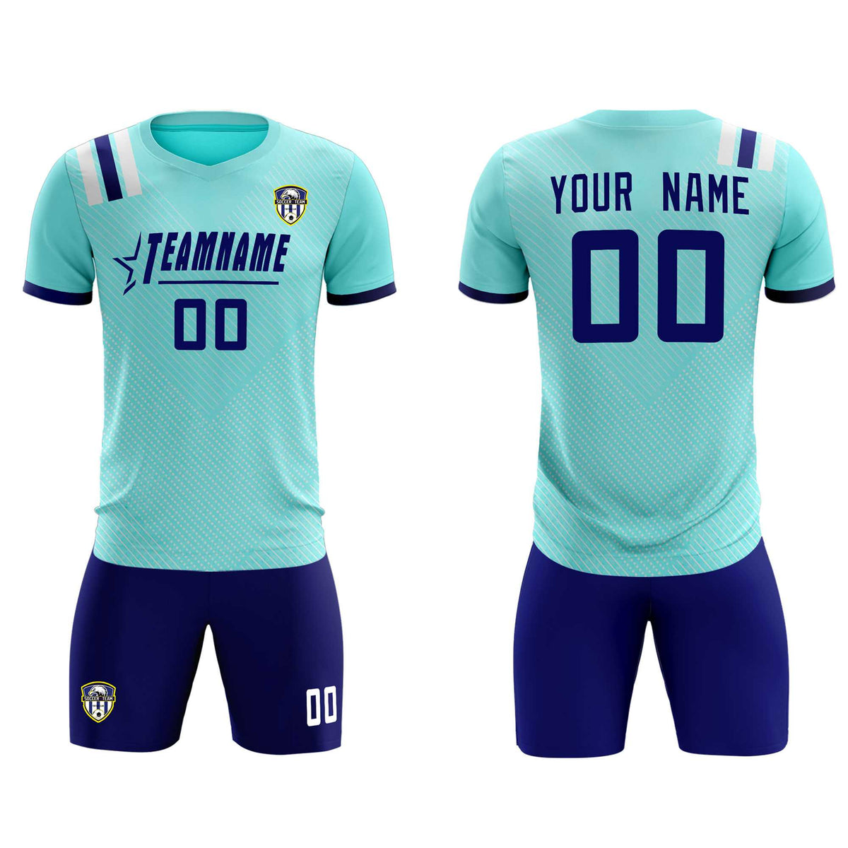 Custom Sky Blue Striped Sportswear Soccer Tops/Sets Jersey For Adults