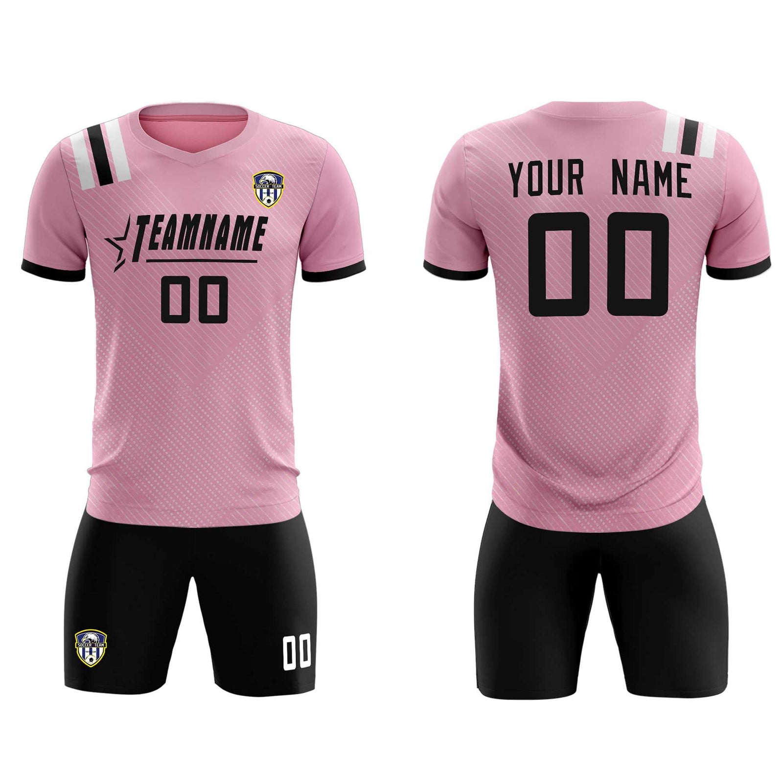 Custom Pink Striped Sportswear Soccer Tops/Sets Jersey For Adults