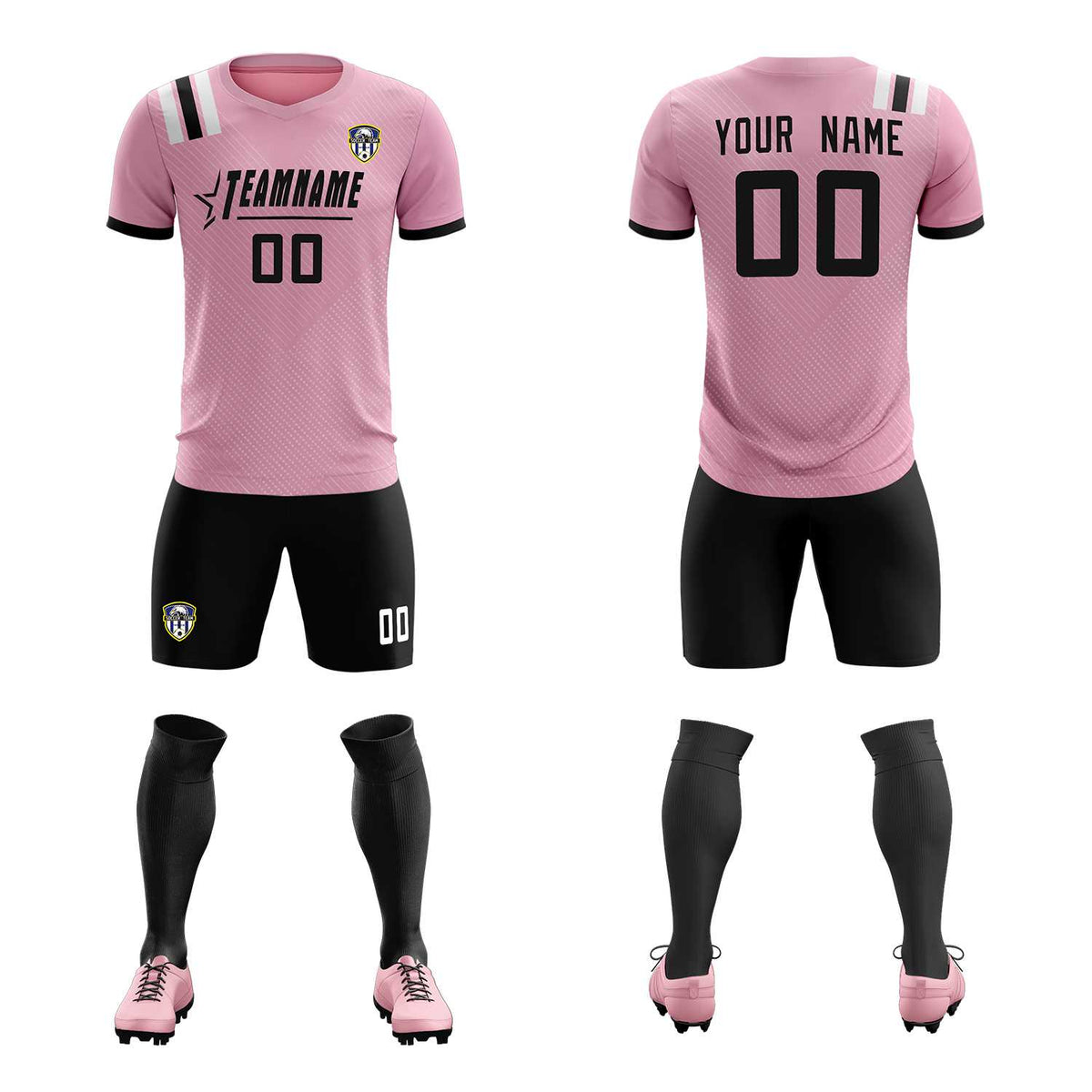 Custom Pink Striped Sportswear Soccer Tops/Sets Jersey For Adults