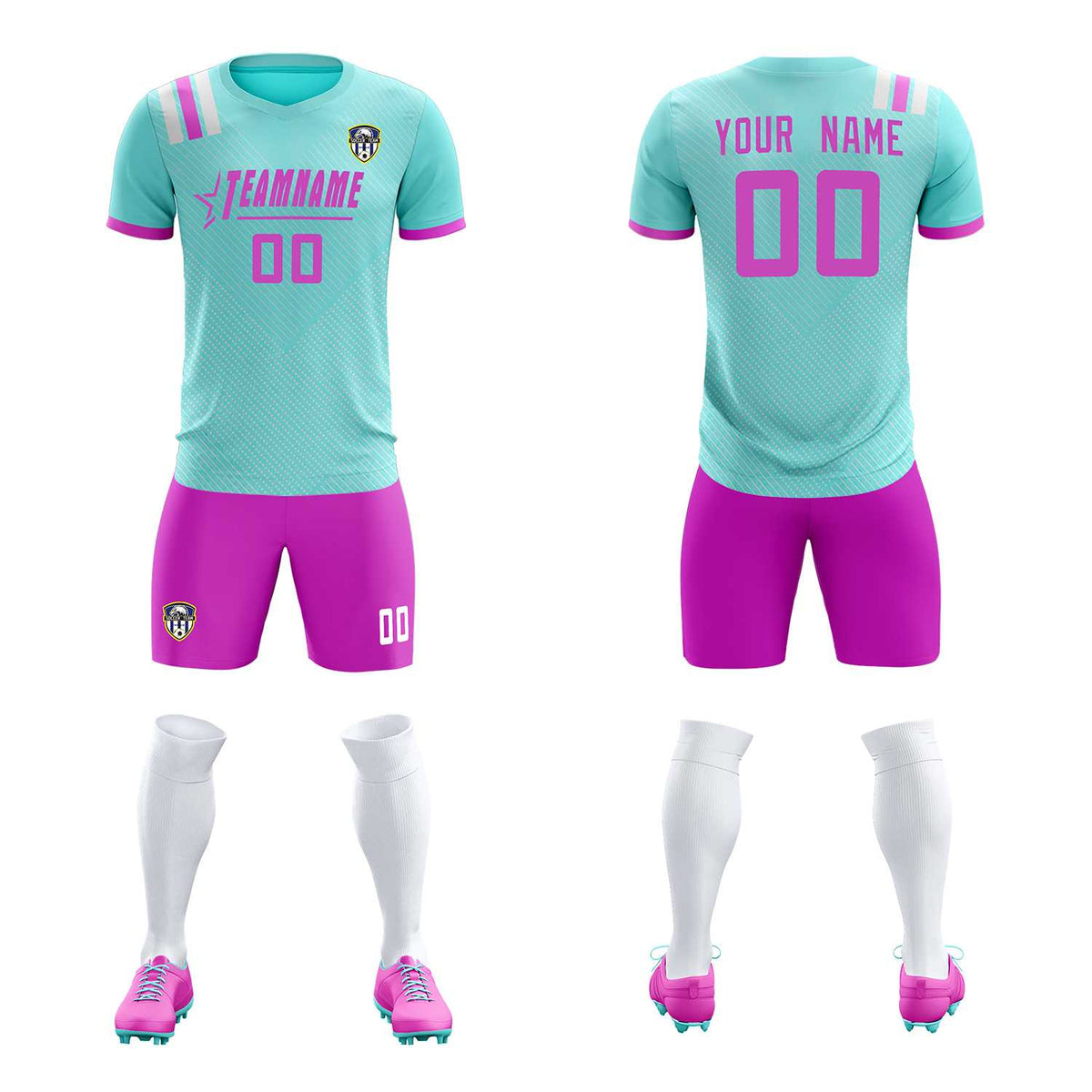 Custom Light Blue Striped Sportswear Soccer Tops/Sets Jersey For Adults