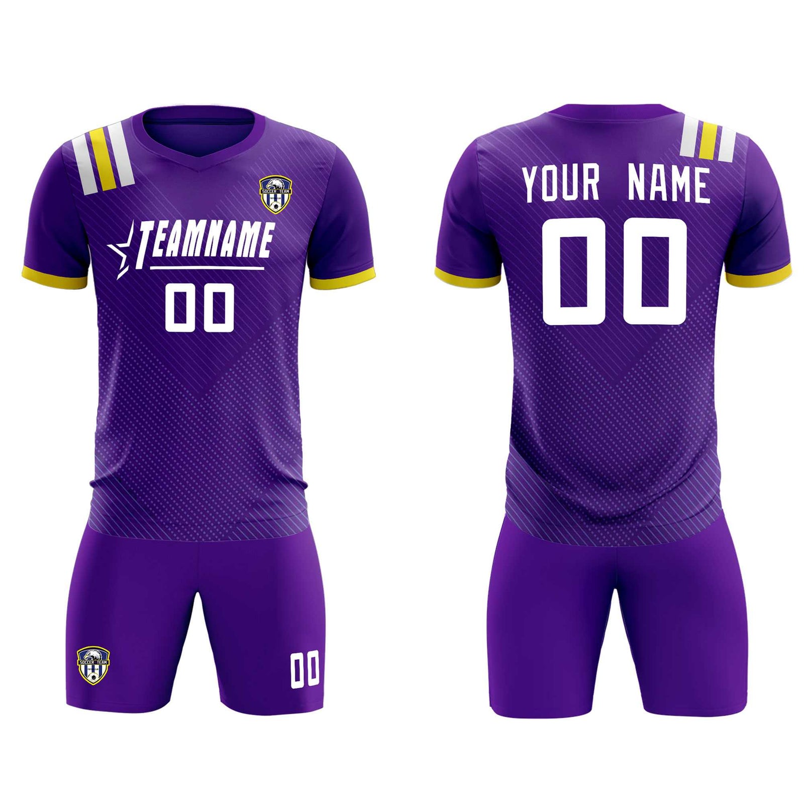 Custom Purple Striped Sportswear Soccer Tops/Sets Jersey For Adults
