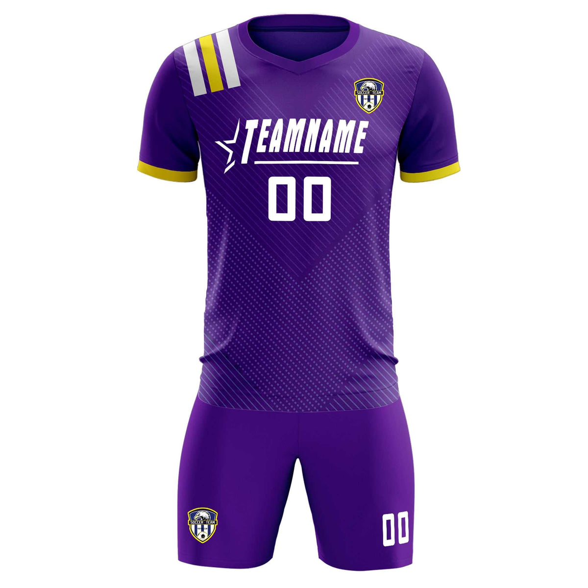 Custom Purple Striped Sportswear Soccer Tops/Sets Jersey For Adults