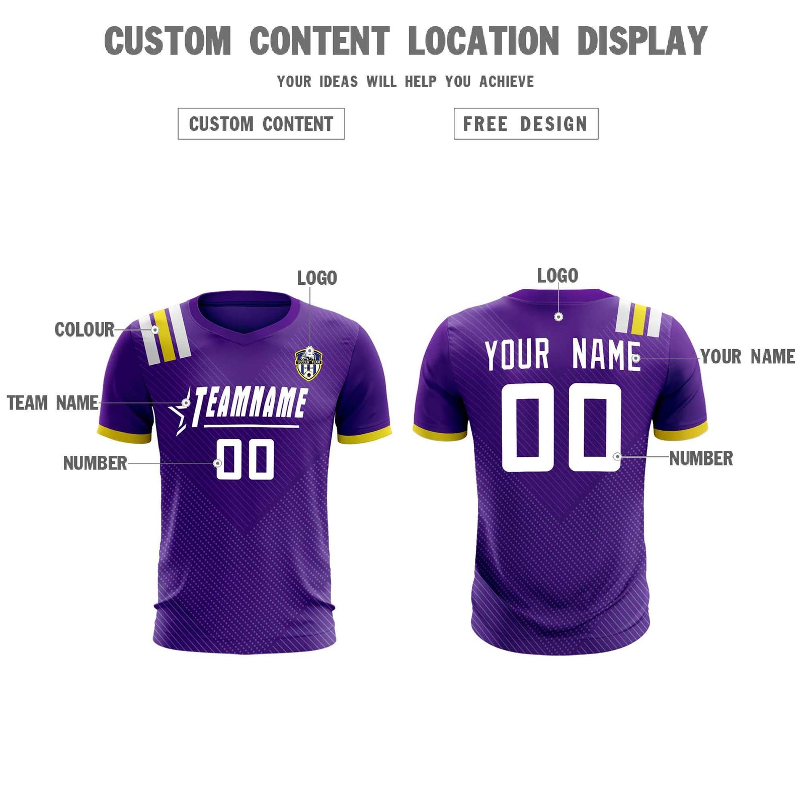 Custom Purple Striped Sportswear Soccer Tops/Sets Jersey For Adults