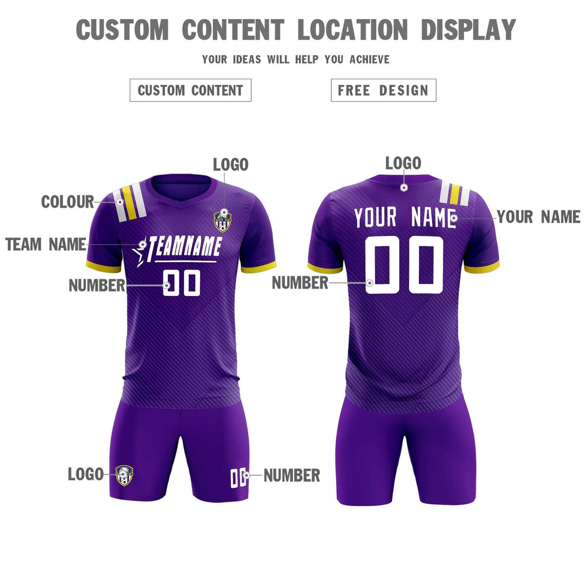 Custom Purple Striped Sportswear Soccer Tops/Sets Jersey For Adults
