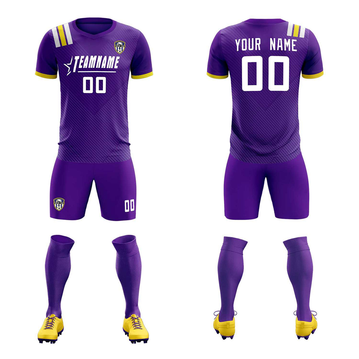 Custom Purple Striped Sportswear Soccer Tops/Sets Jersey For Adults
