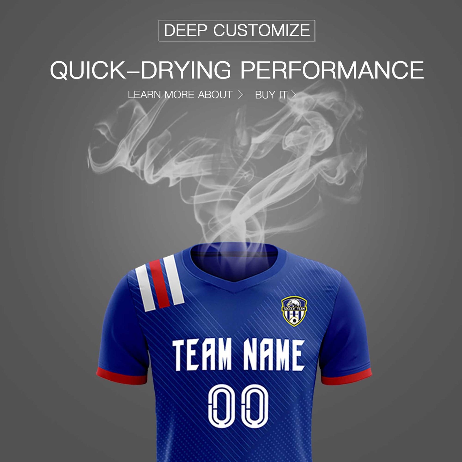 Custom Royal Striped Sportswear Soccer Tops/Sets Jersey For Adults