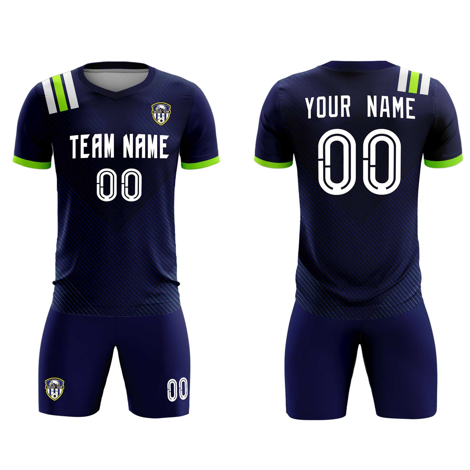 Custom Navy Striped Sportswear Soccer Tops/Sets Jersey For Adults