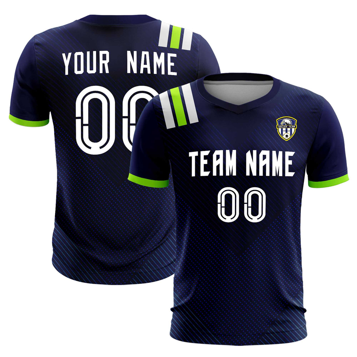 Custom Navy Striped Sportswear Soccer Tops/Sets Jersey For Adults