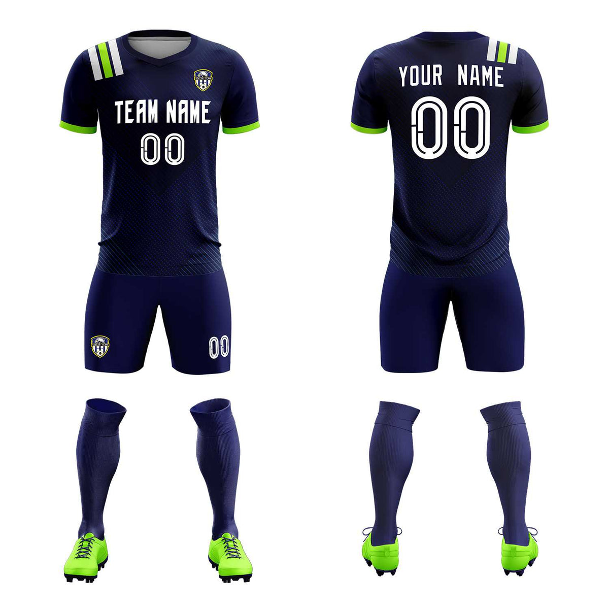 Custom Navy Striped Sportswear Soccer Tops/Sets Jersey For Adults