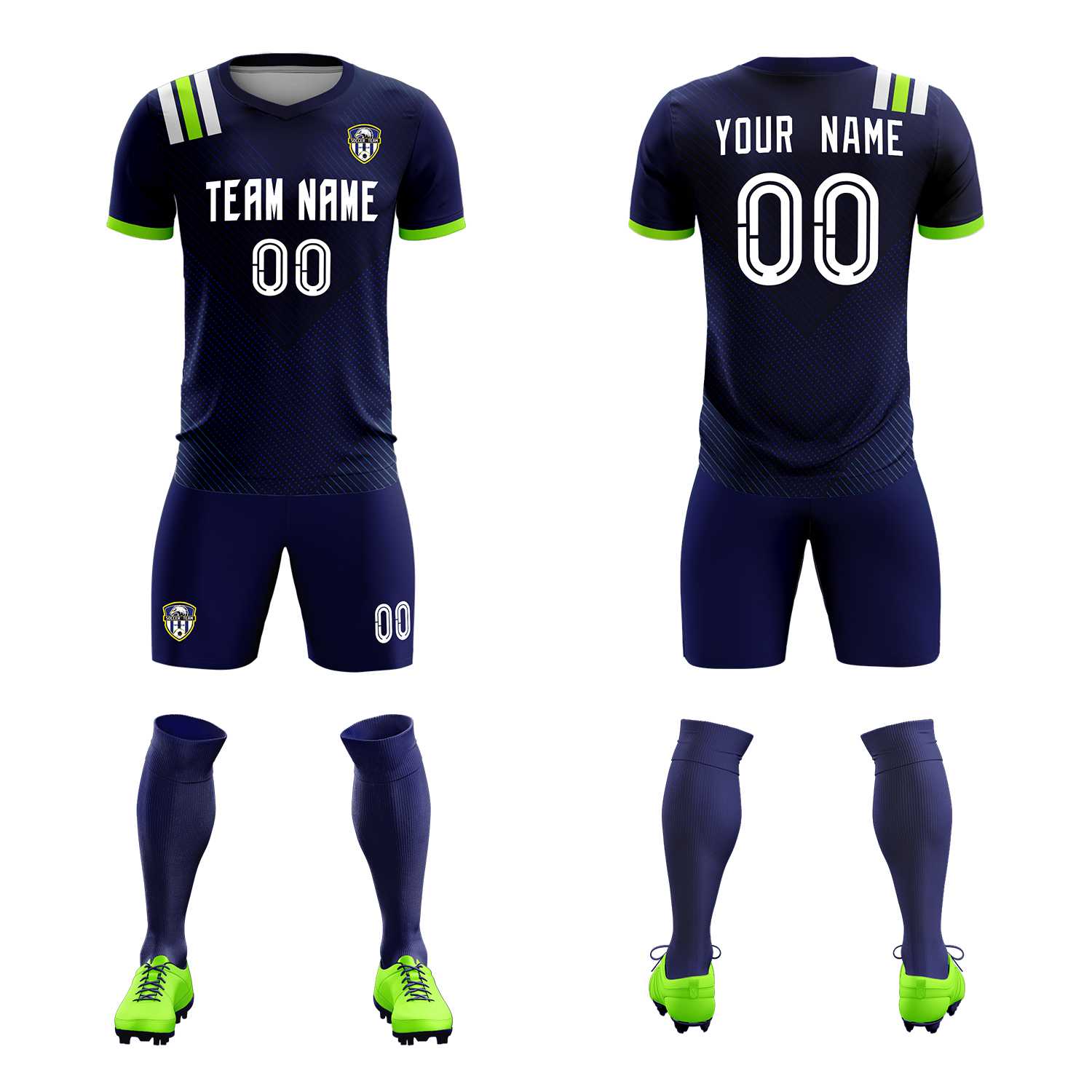 Custom Navy Striped Sportswear Soccer Tops/Sets Jersey For Adults