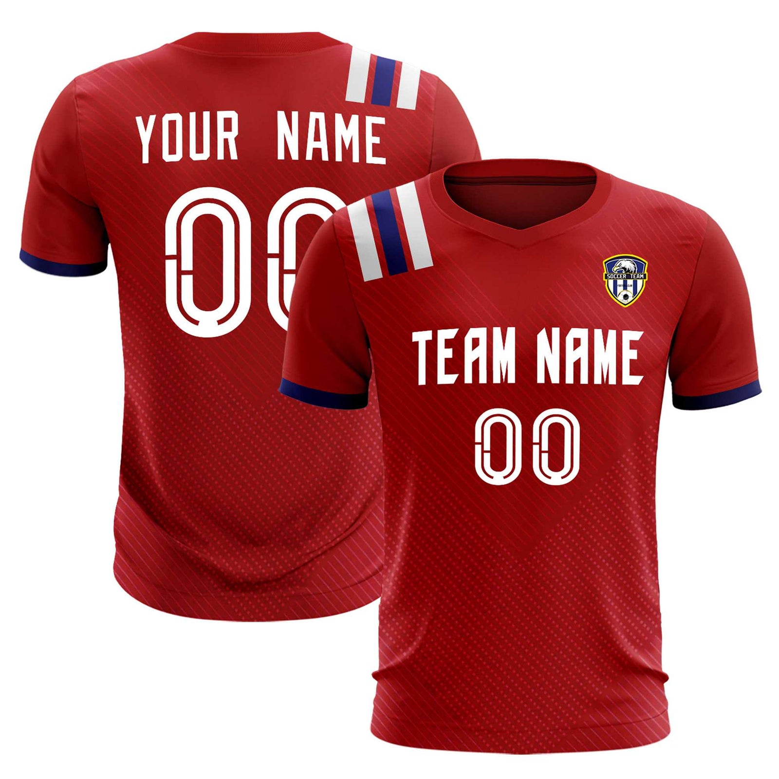 Custom Red Striped Sportswear Soccer Tops/Sets Jersey For Adults