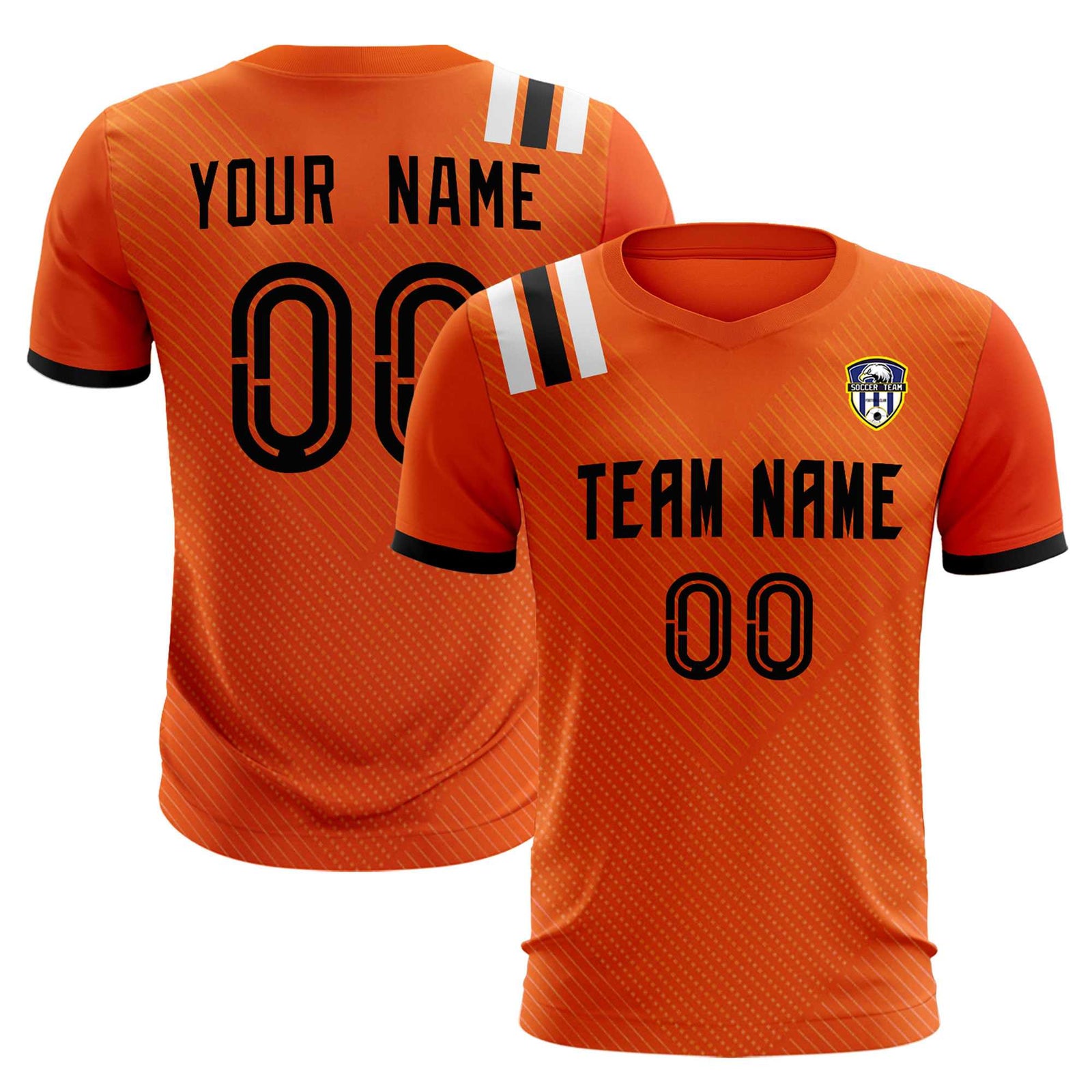 Custom Orange Striped Sportswear Soccer Tops/Sets Jersey For Adults