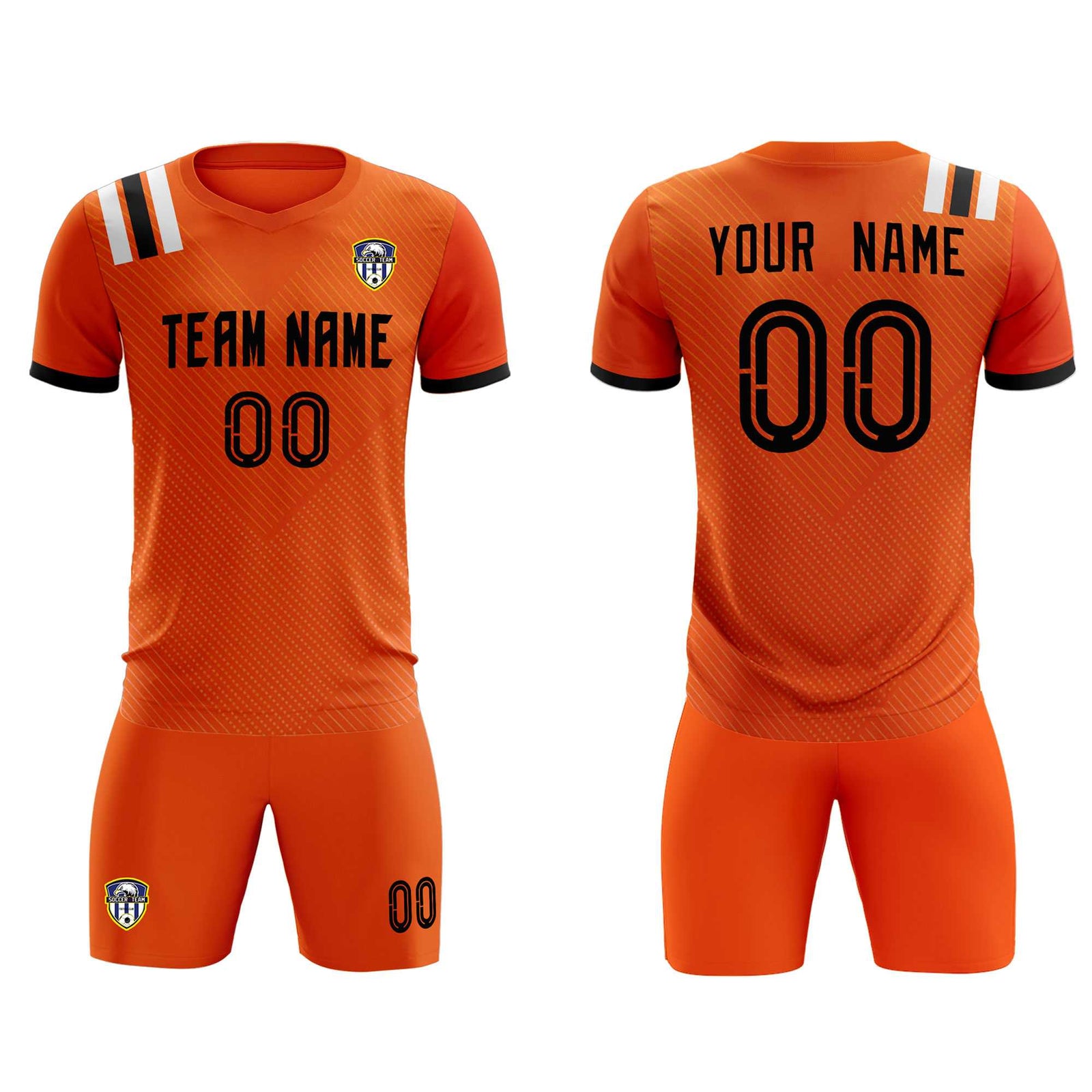 Custom Orange Striped Sportswear Soccer Tops/Sets Jersey For Adults
