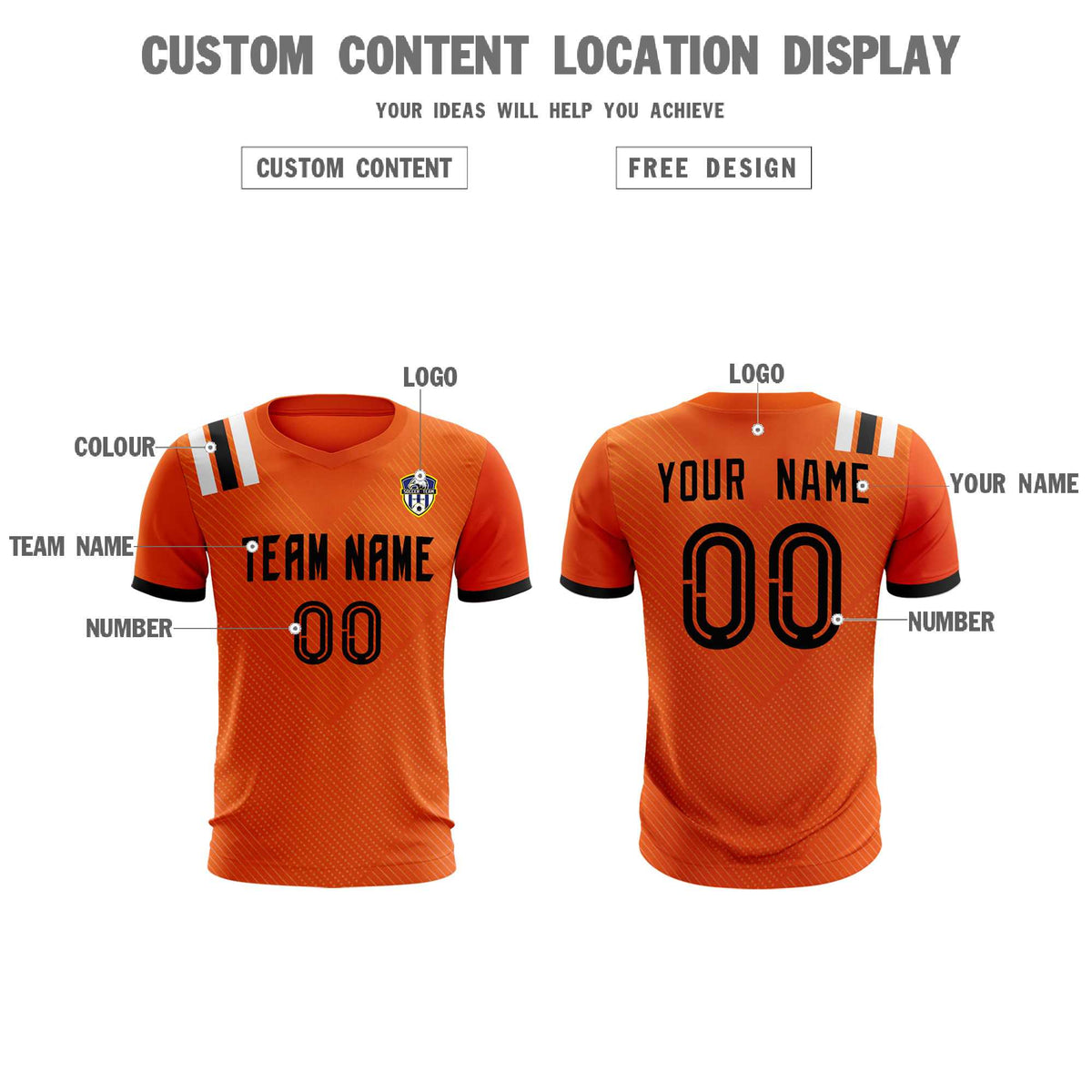 Custom Orange Striped Sportswear Soccer Tops/Sets Jersey For Adults