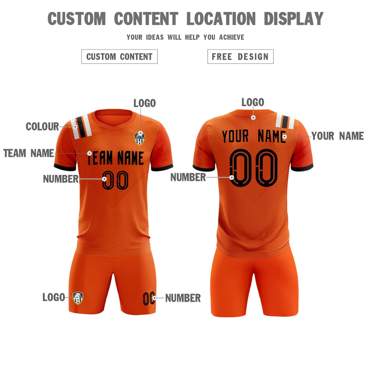 Custom Orange Striped Sportswear Soccer Tops/Sets Jersey For Adults