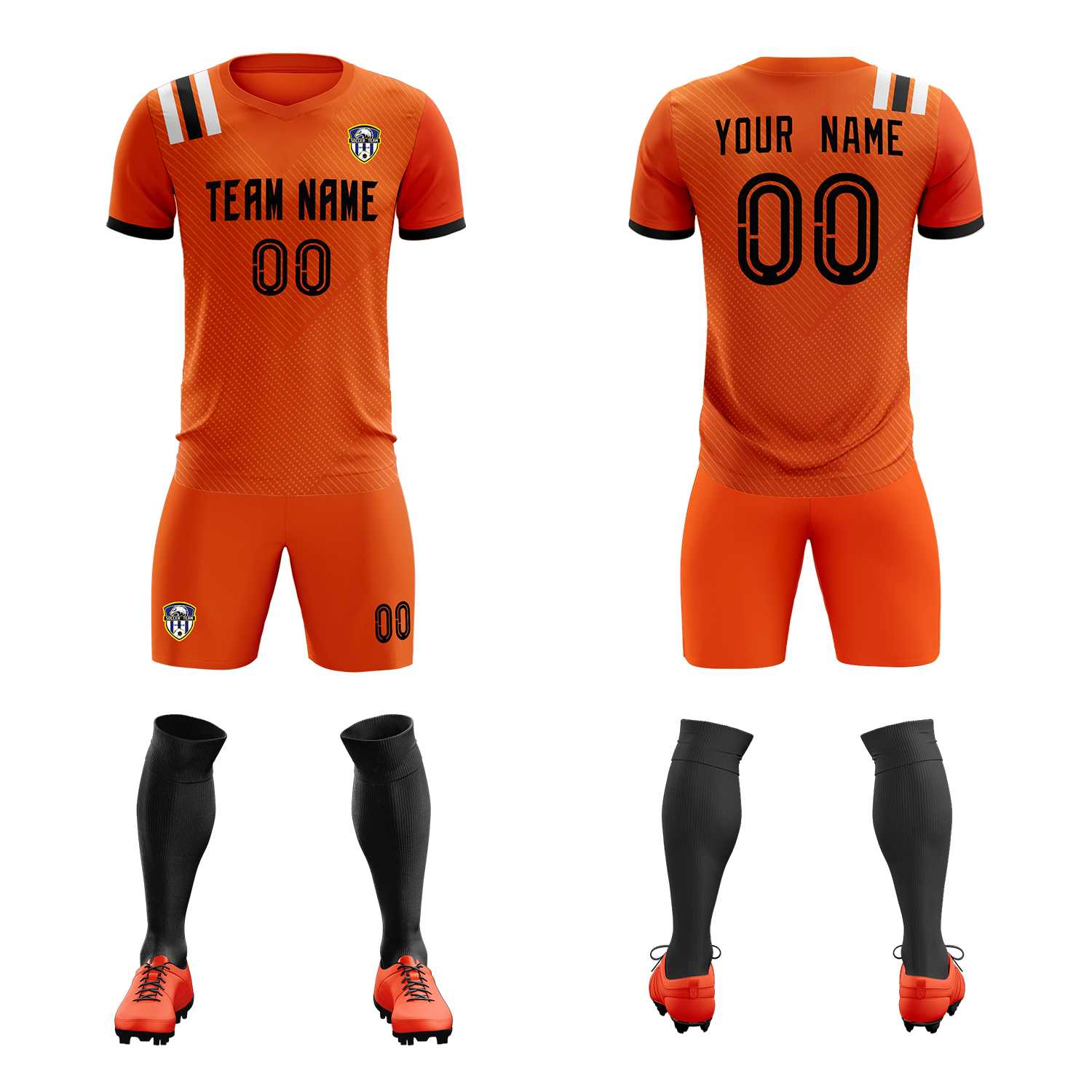Custom Orange Striped Sportswear Soccer Tops/Sets Jersey For Adults