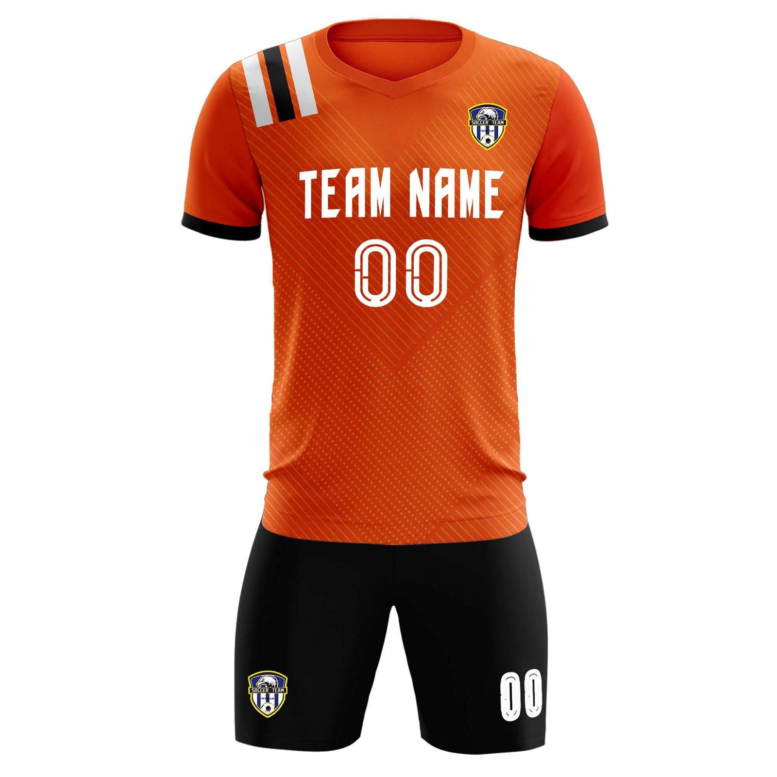 Custom Orange Striped Sportswear Soccer Tops/Sets Jersey For Adults