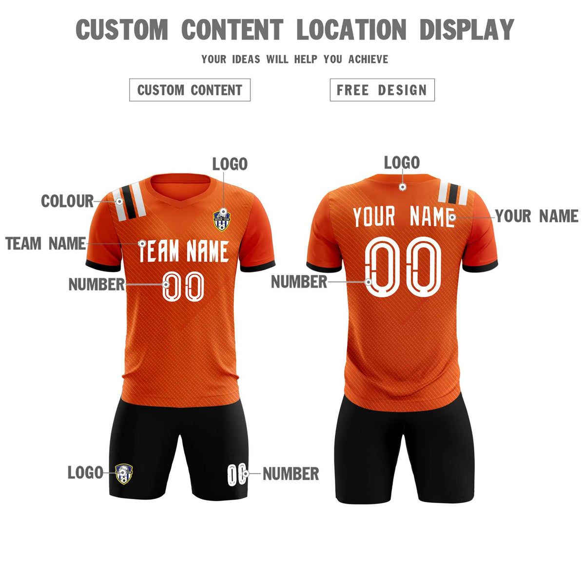 Custom Orange Striped Sportswear Soccer Tops/Sets Jersey For Adults