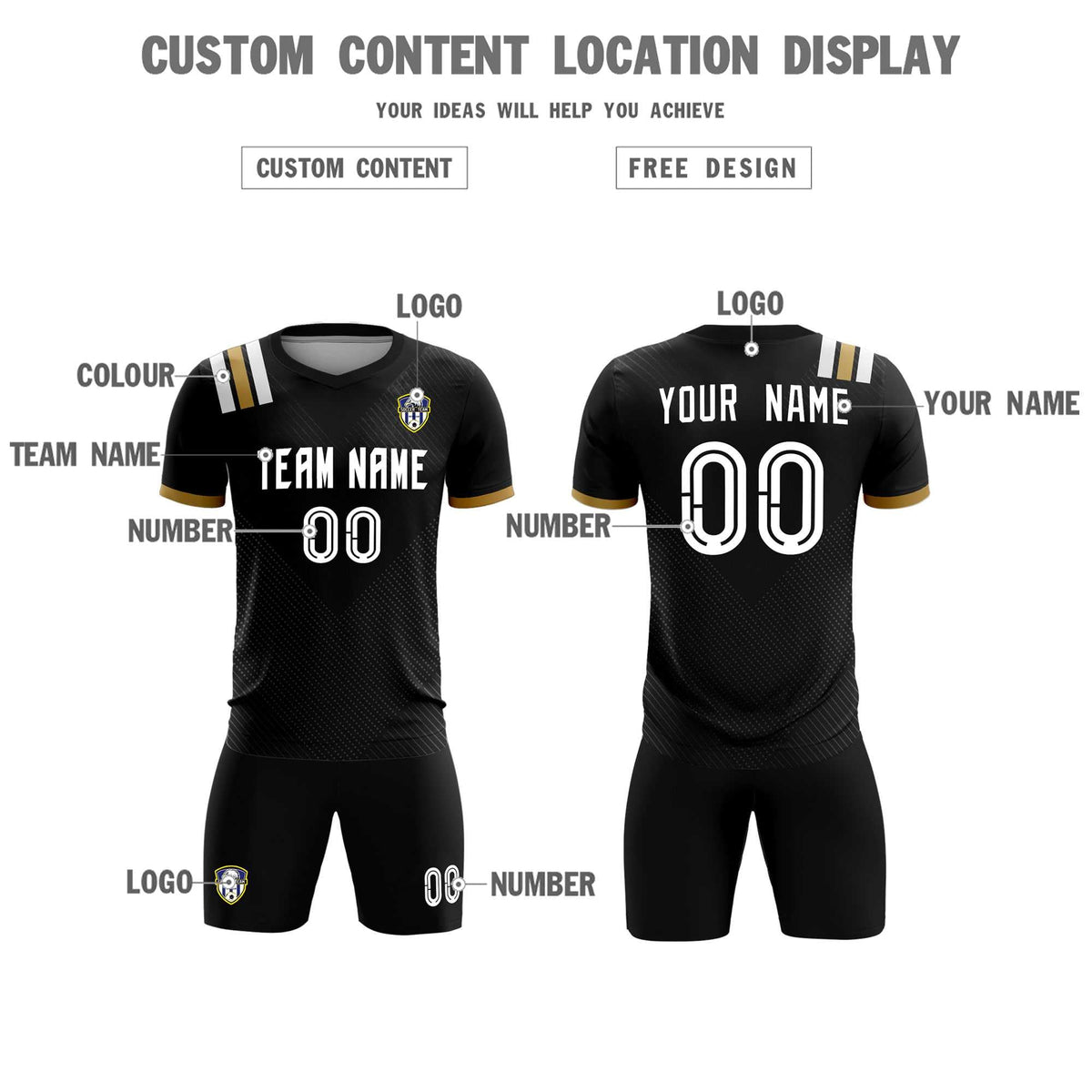 Custom Black Striped Sportswear Soccer Tops/Sets Jersey For Adults