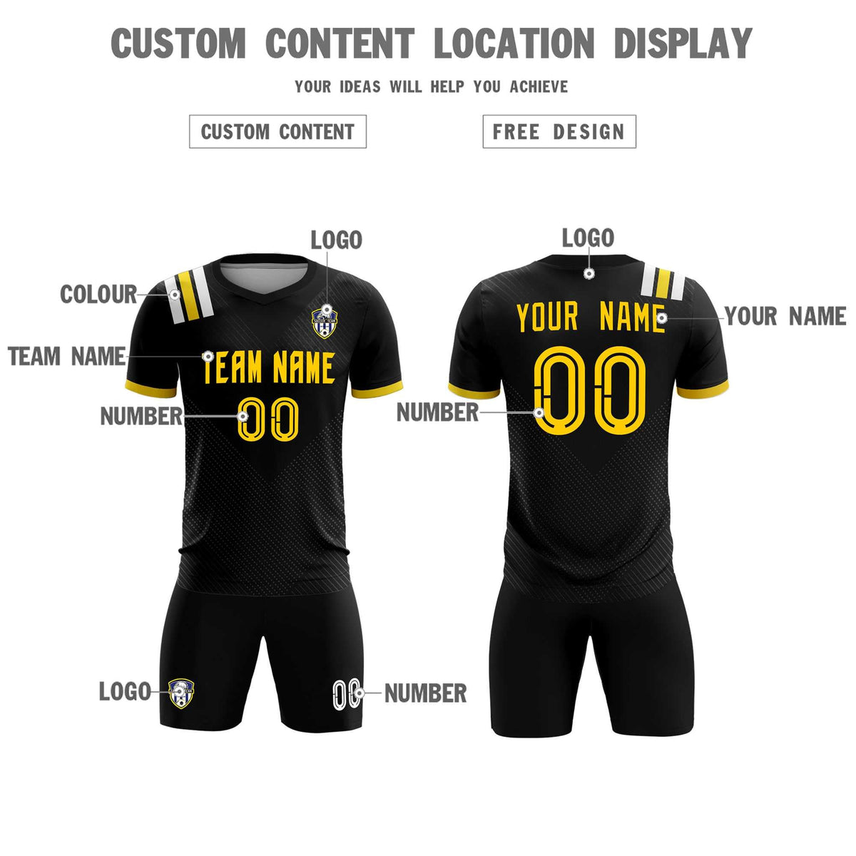 Custom Black Striped Sportswear Soccer Tops/Sets Jersey For Adults