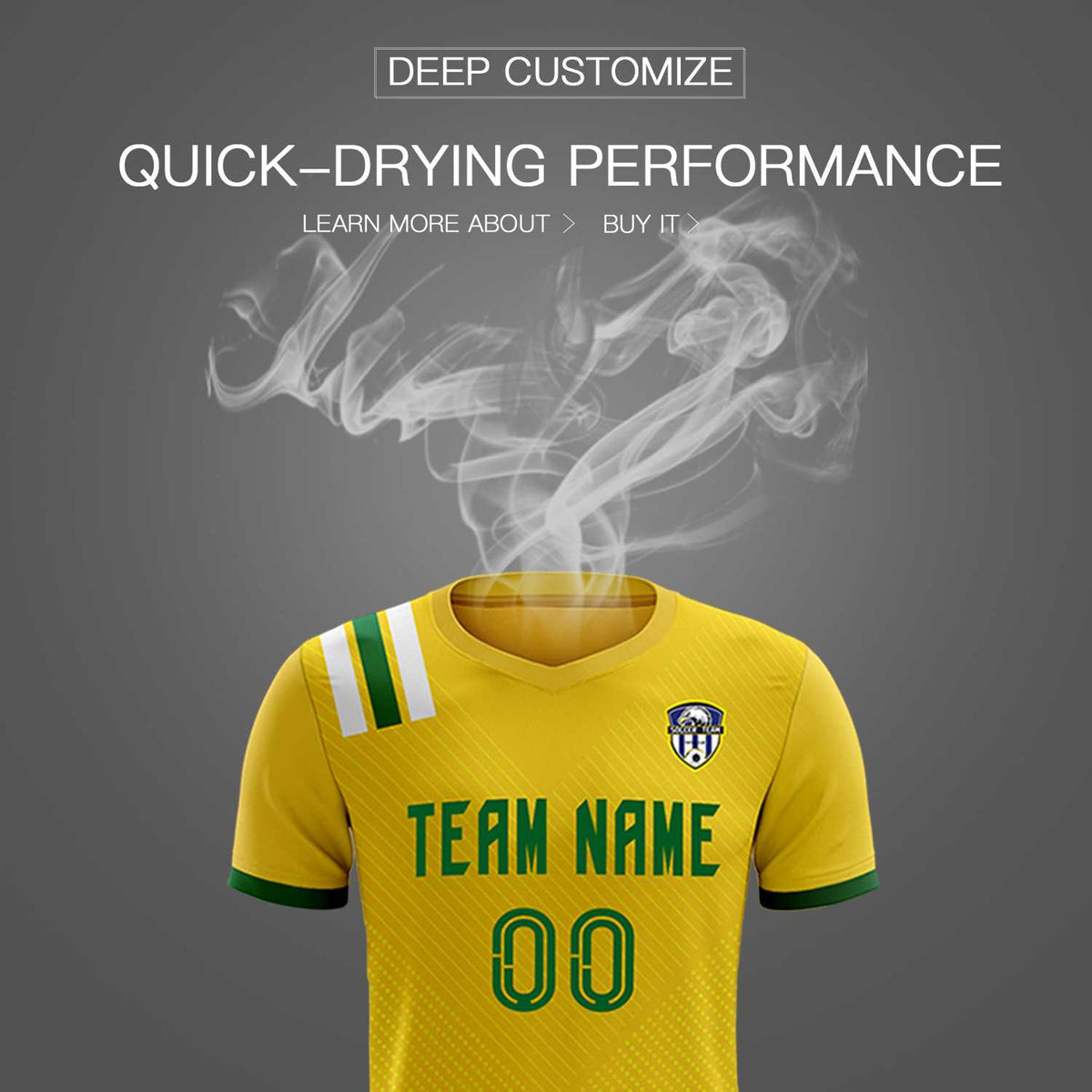 Custom Gold Striped Sportswear Soccer Tops/Sets Jersey For Adults