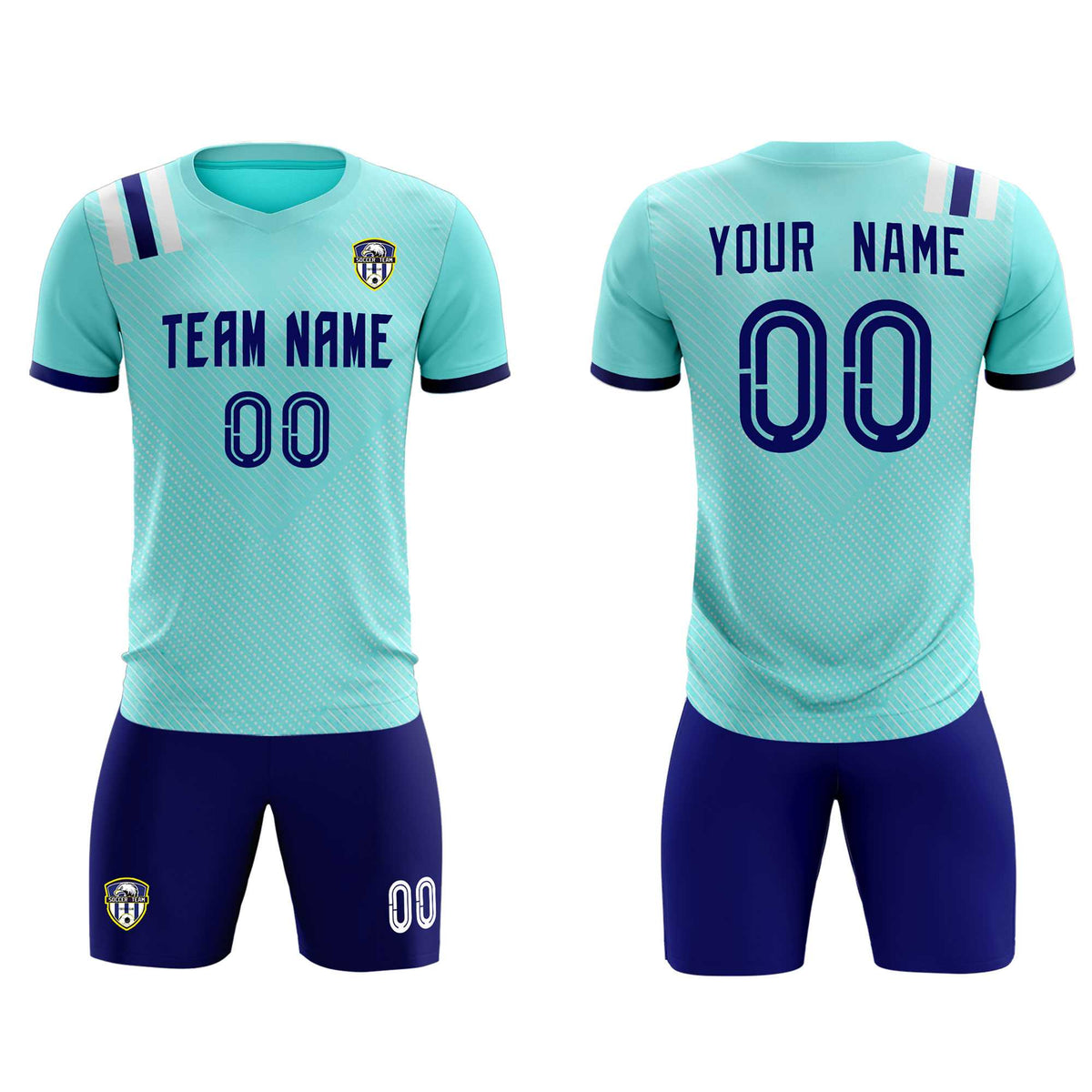 Custom Sky Blue Striped Sportswear Soccer Tops/Sets Jersey For Adults