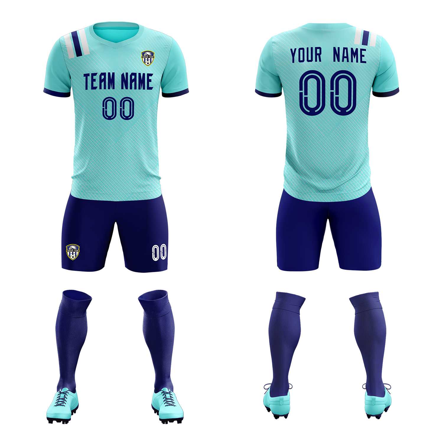 Custom Sky Blue Striped Sportswear Soccer Tops/Sets Jersey For Adults
