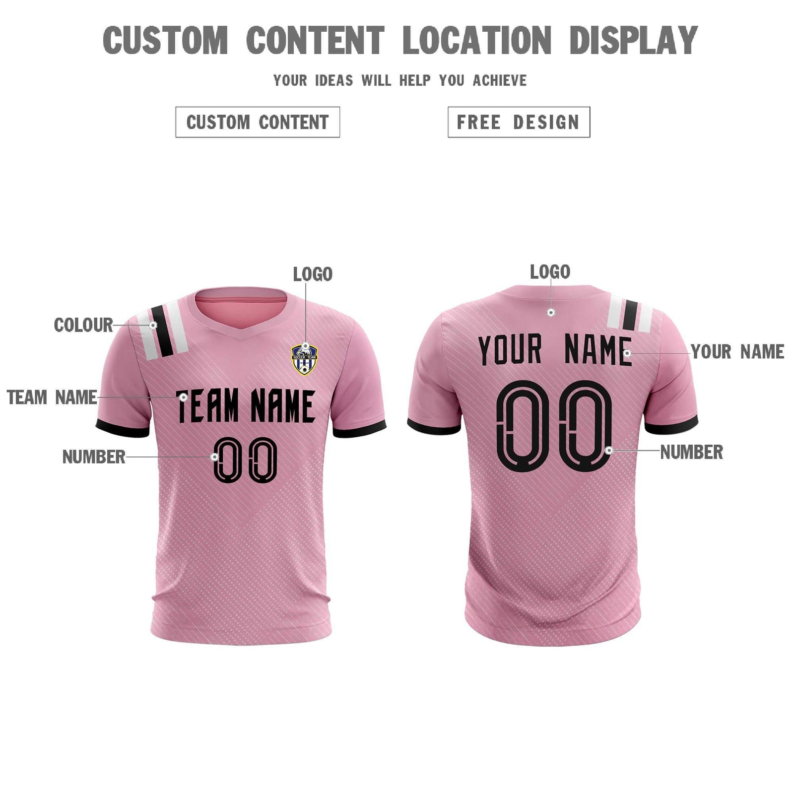 Custom Pink Striped Sportswear Soccer Tops/Sets Jersey For Adults