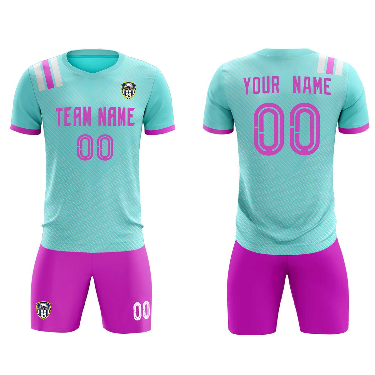 Custom Light Blue Striped Sportswear Soccer Tops/Sets Jersey For Adults