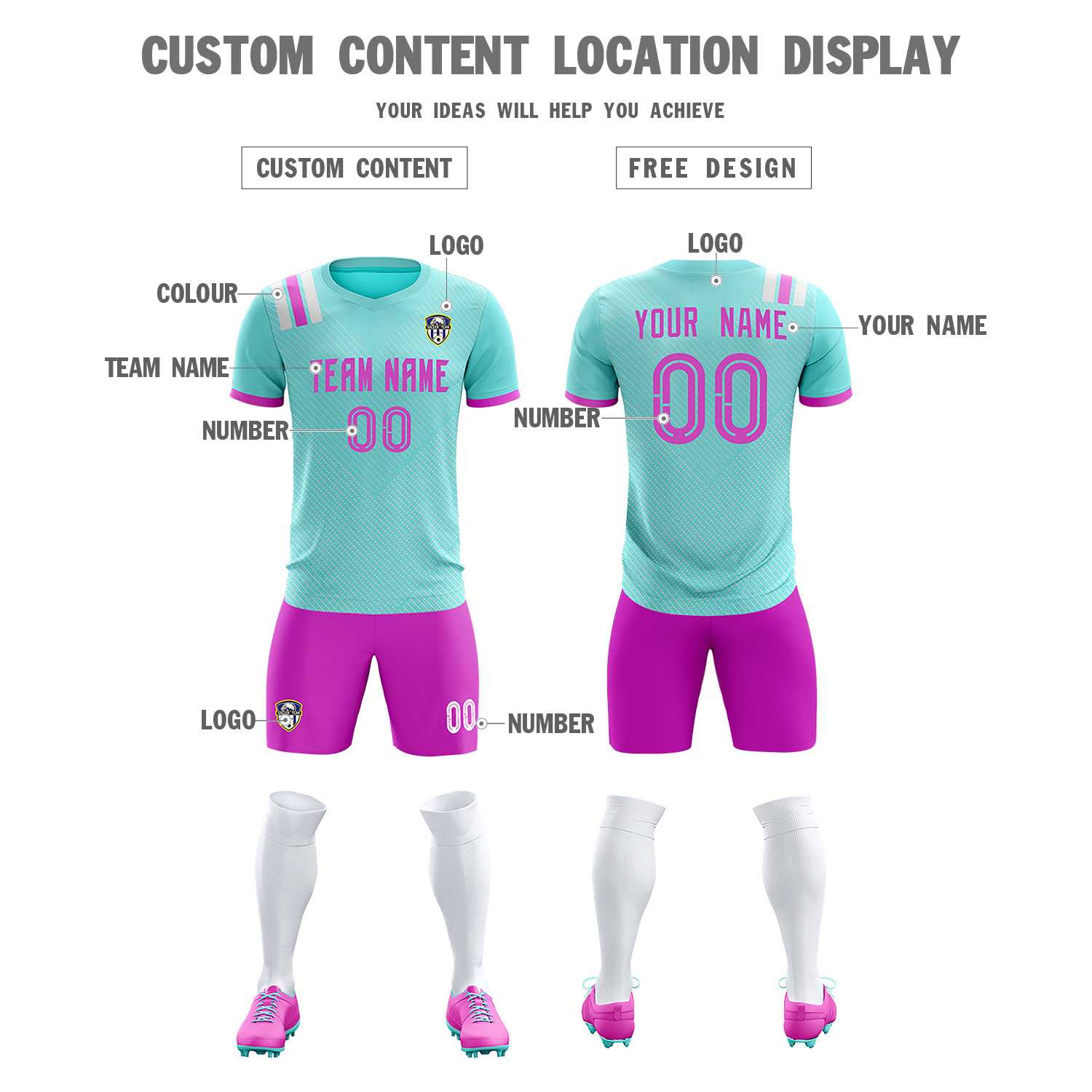 Custom Light Blue Striped Sportswear Soccer Tops/Sets Jersey For Adults