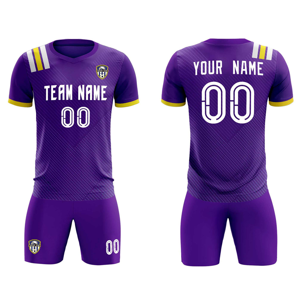 Custom Purple Striped Sportswear Soccer Tops/Sets Jersey For Adults