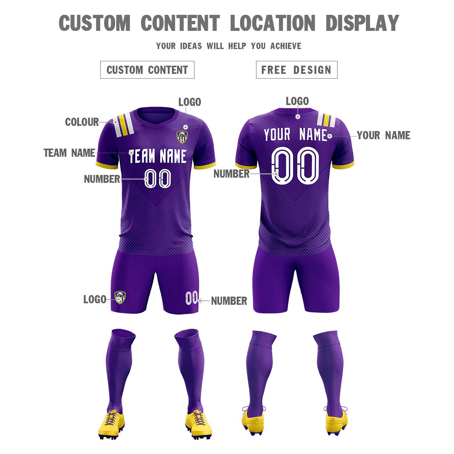 Custom Purple Striped Sportswear Soccer Tops/Sets Jersey For Adults