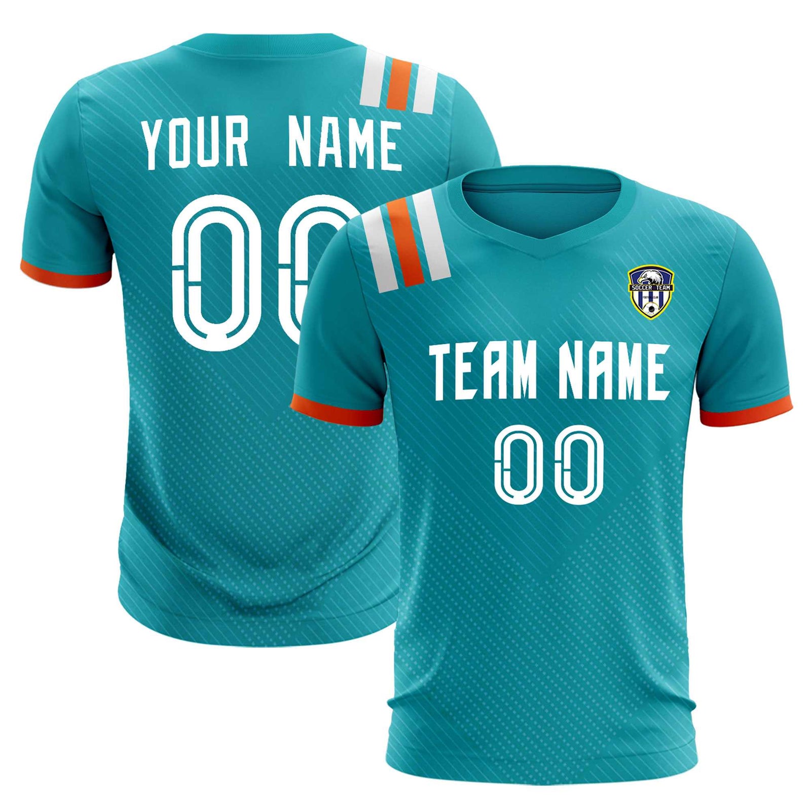 Custom Aqua Striped Sportswear Soccer Tops/Sets Jersey For Adults