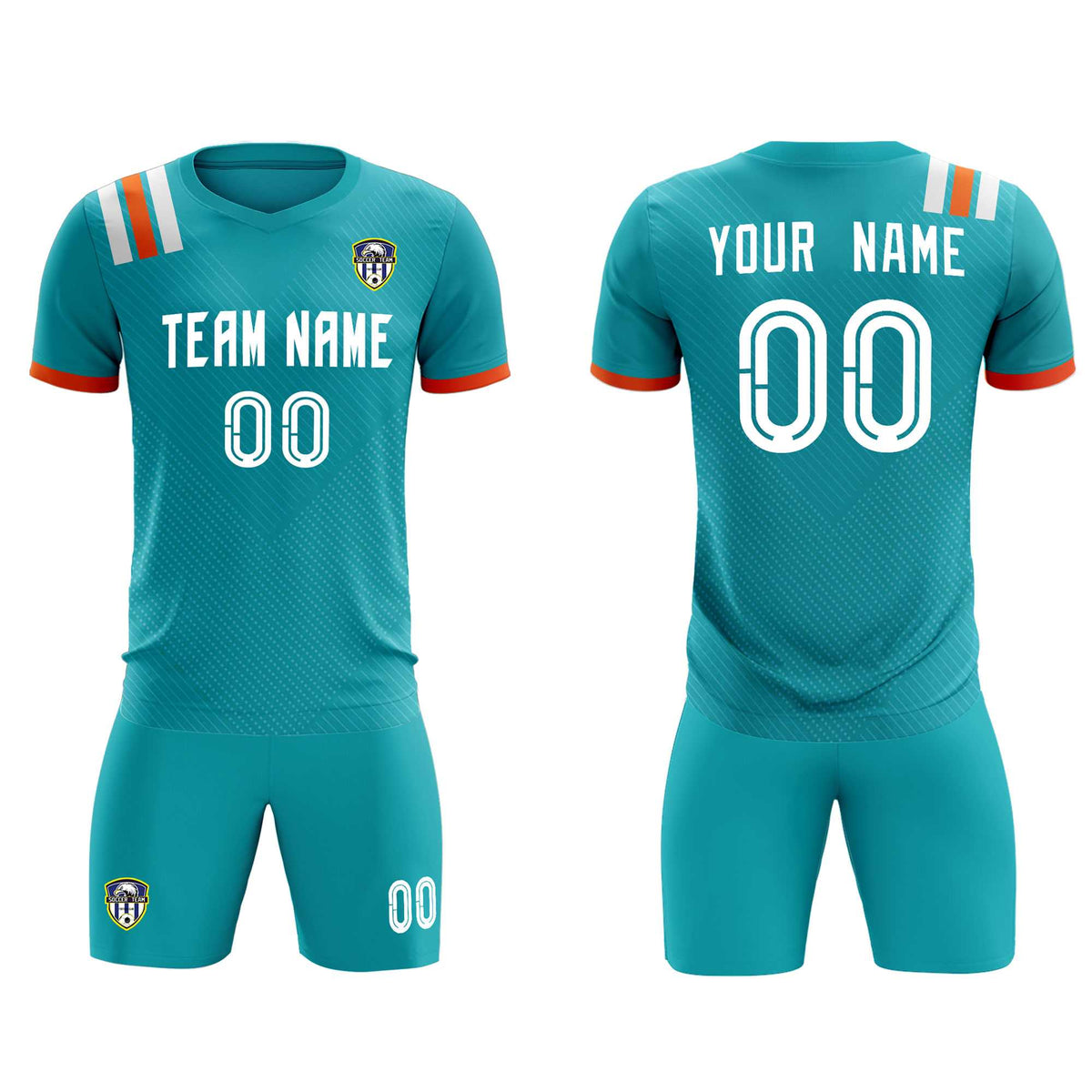 Custom Aqua Striped Sportswear Soccer Tops/Sets Jersey For Adults