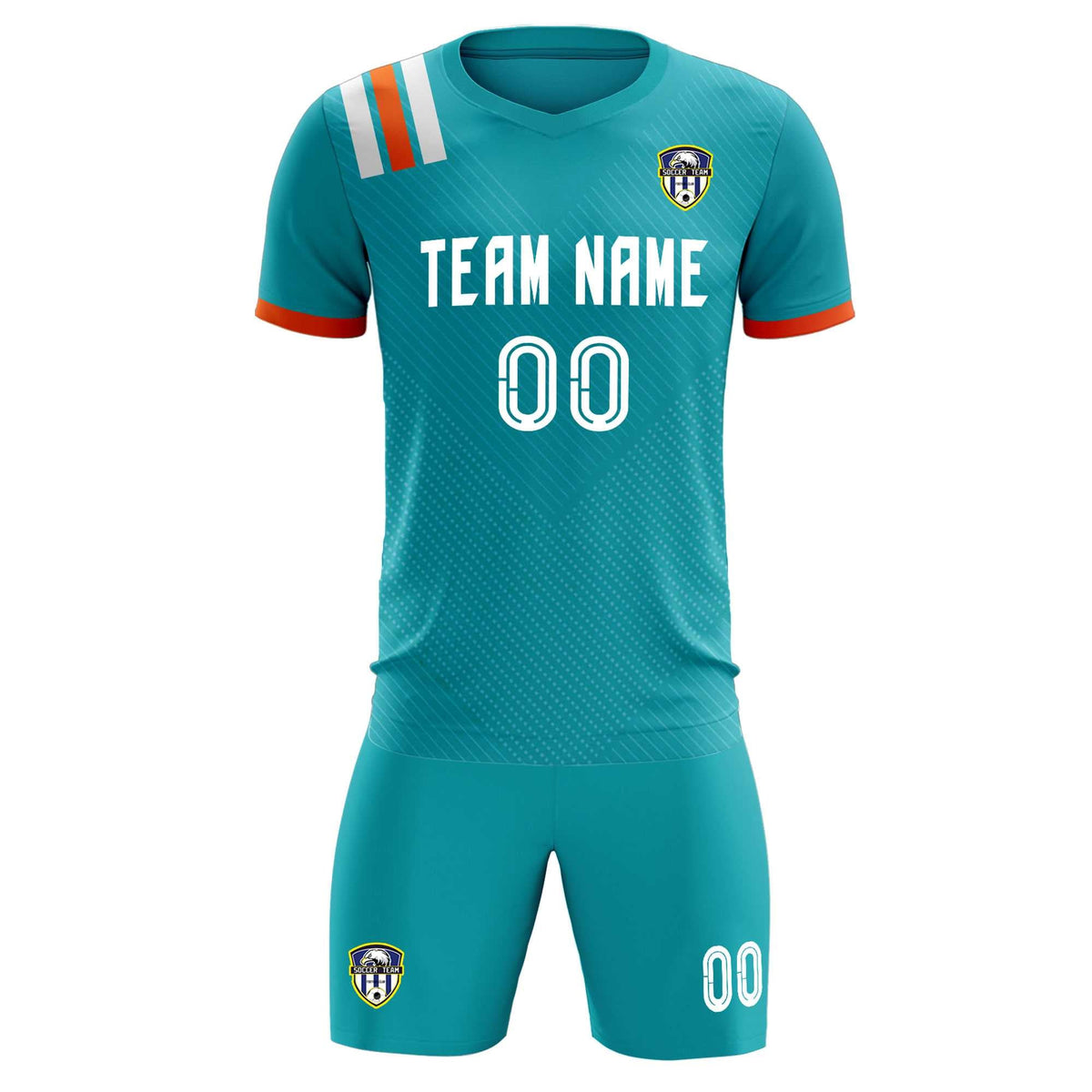 Custom Aqua Striped Sportswear Soccer Tops/Sets Jersey For Adults