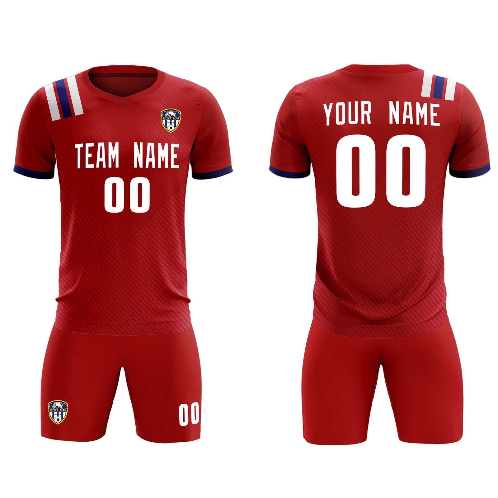 Custom Red Striped Sportswear Soccer Tops/Sets Jersey For Adults