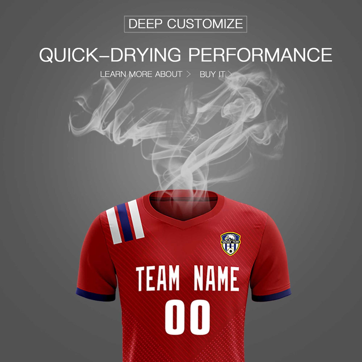 Custom Red Striped Sportswear Soccer Tops/Sets Jersey For Adults