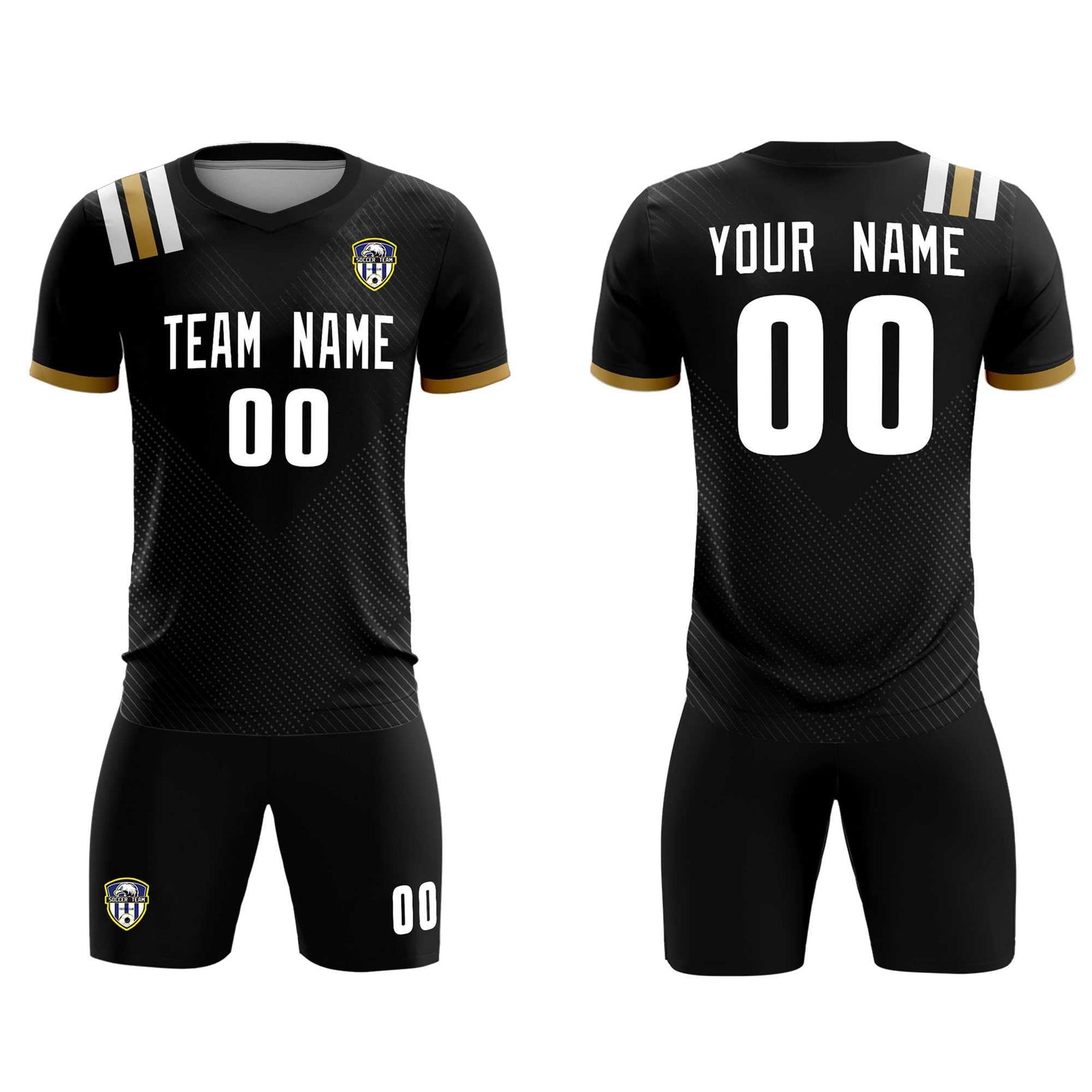 Custom Black Striped Sportswear Soccer Tops/Sets Jersey For Adults