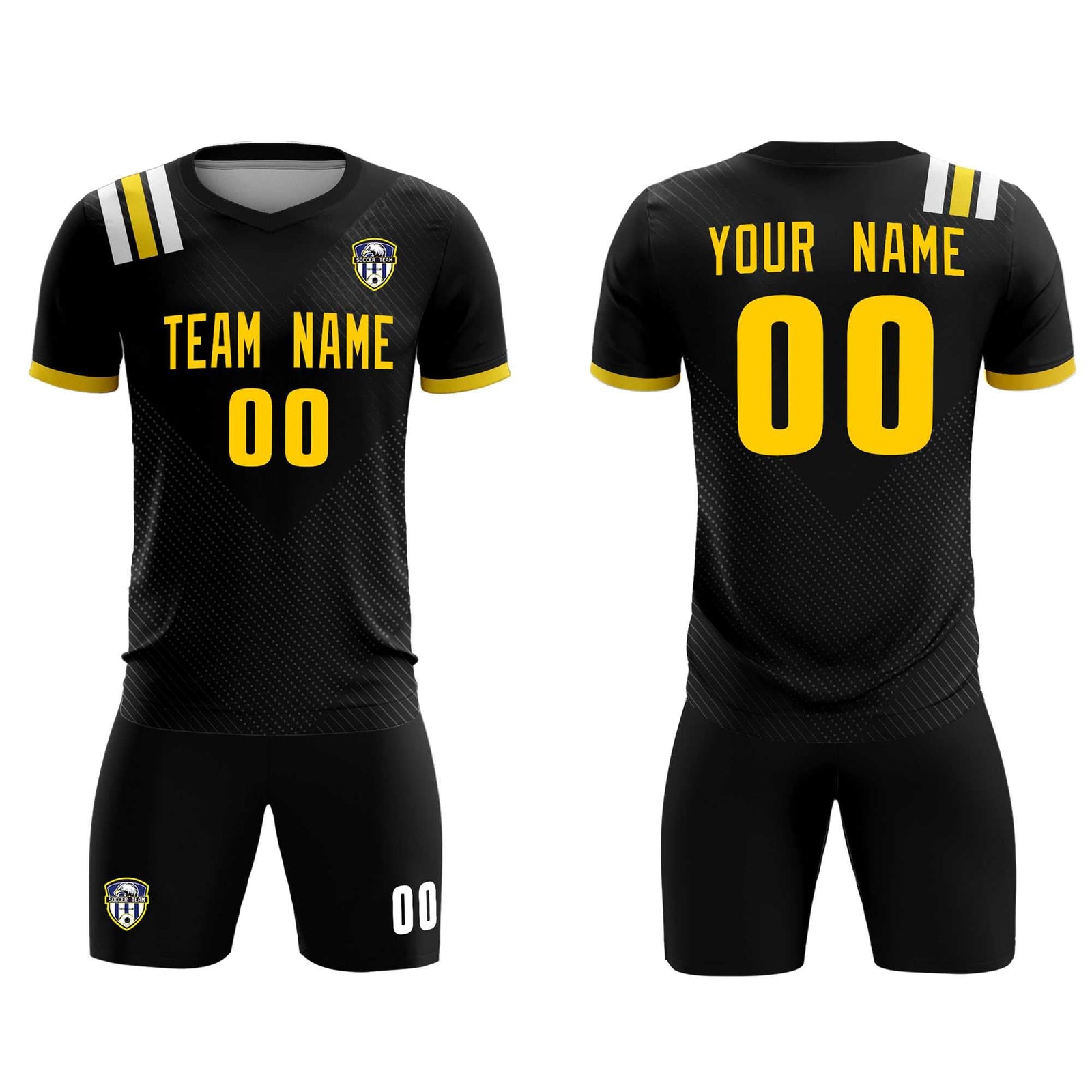 Custom Black Striped Sportswear Soccer Tops/Sets Jersey For Adults