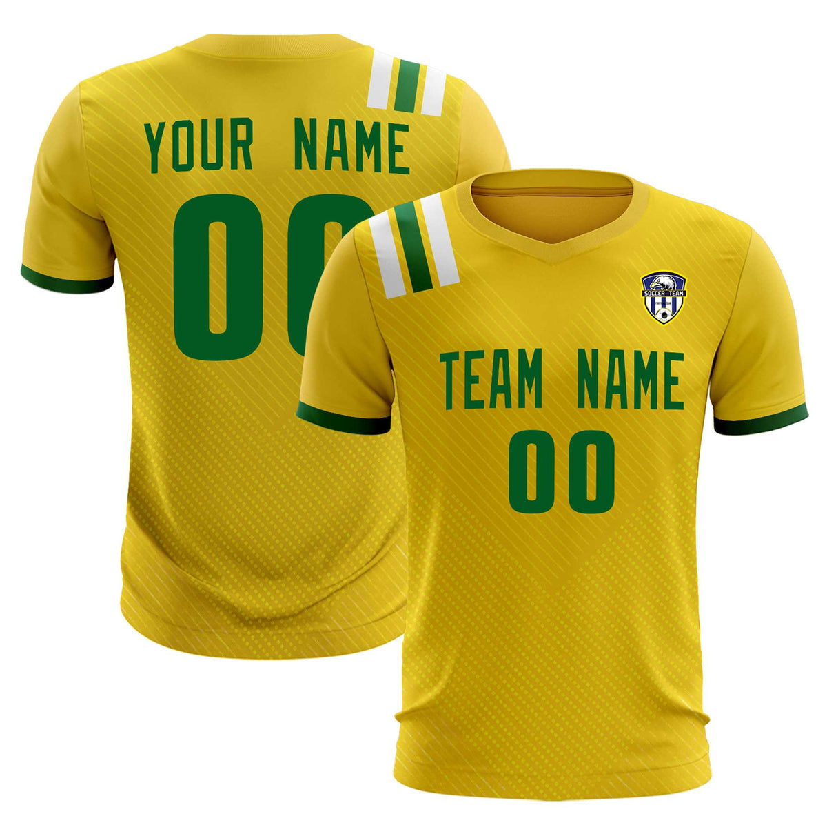 Custom Gold Striped Sportswear Soccer Tops/Sets Jersey For Adults