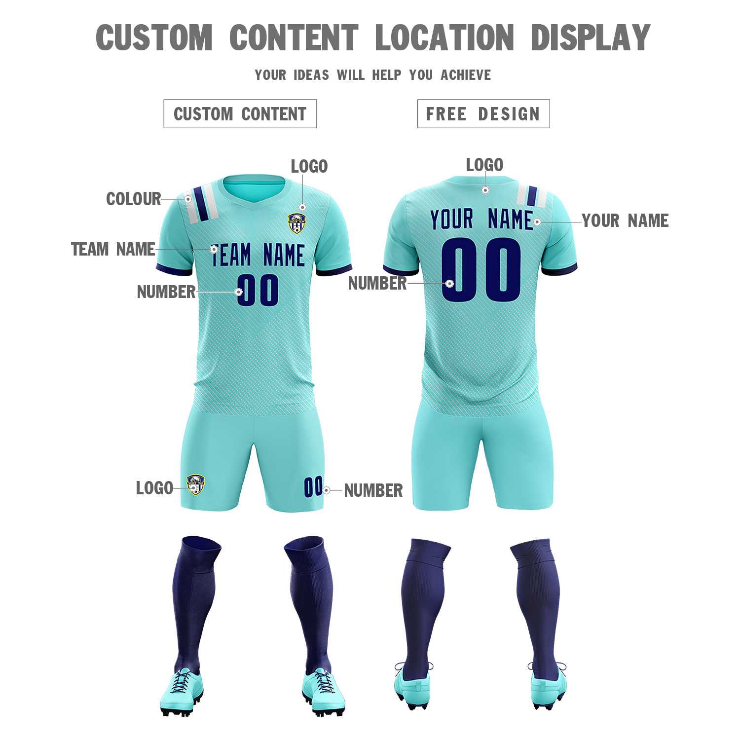 Custom Sky Blue Striped Sportswear Soccer Tops/Sets Jersey For Adults