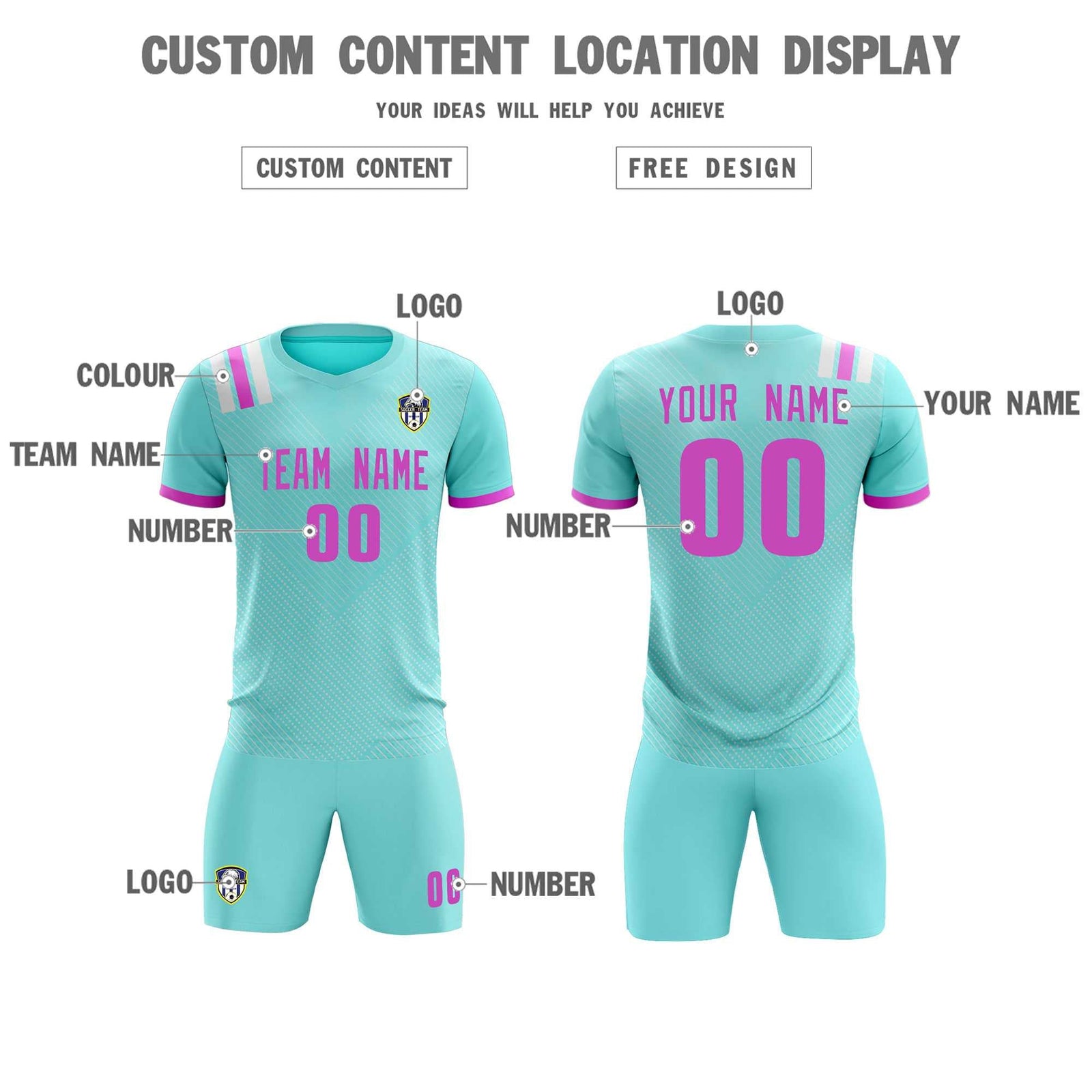 Custom Light Blue Striped Sportswear Soccer Tops/Sets Jersey For Adults