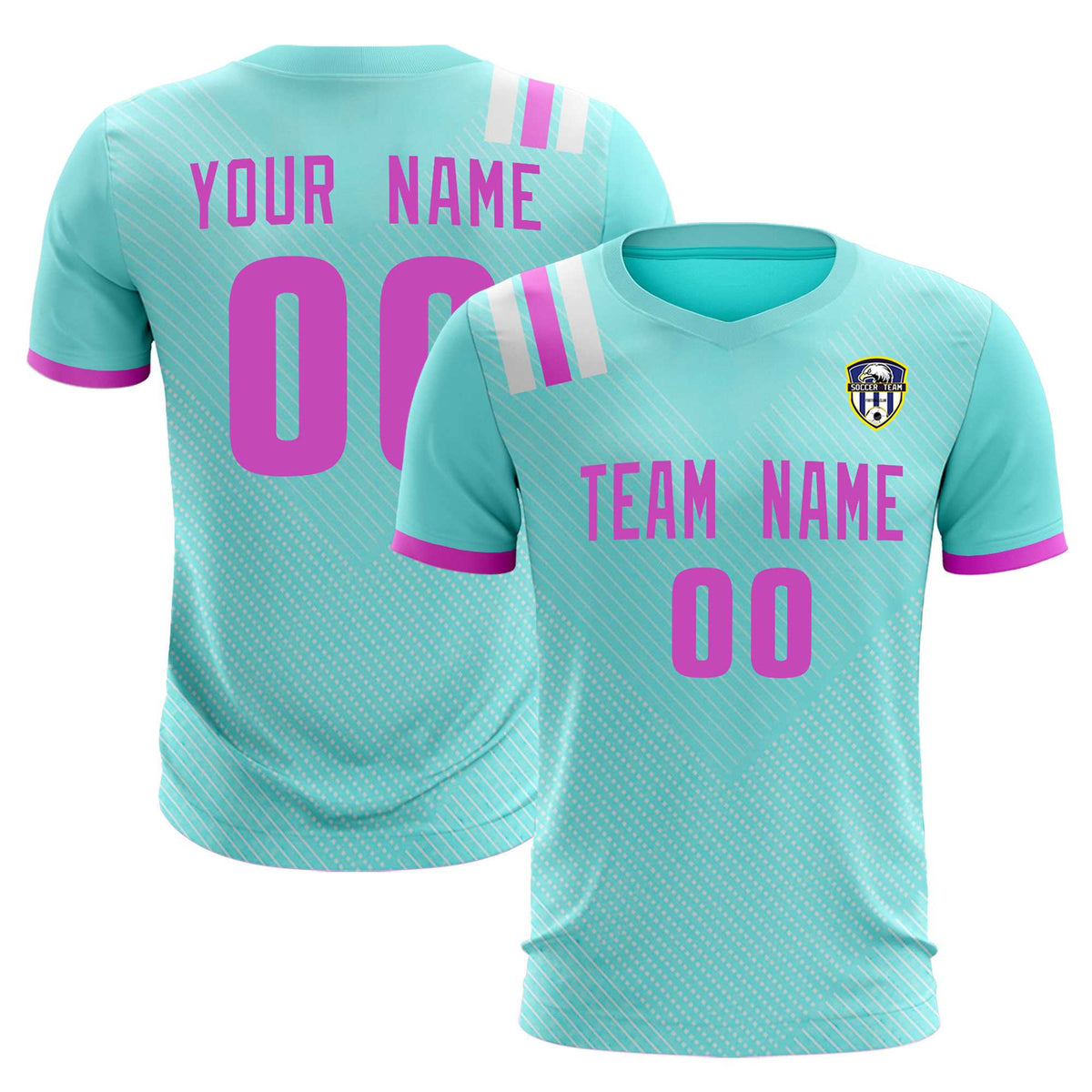 Custom Light Blue Striped Sportswear Soccer Tops/Sets Jersey For Adults